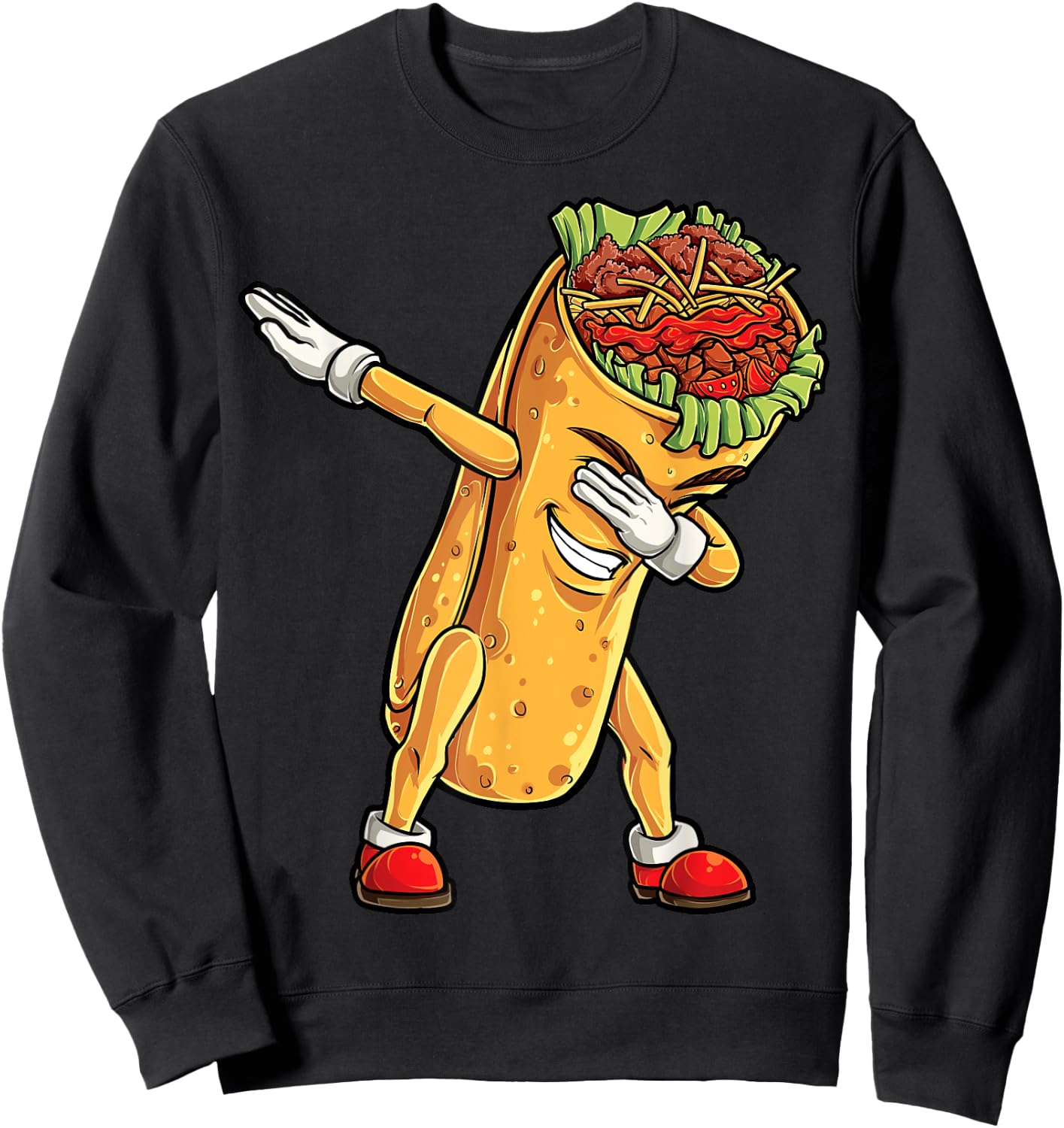 Dabbing Burrito T Shirt Cinco de Mayo Kids Boys Men Women Sweatshirt - Sweatshirt | Black
