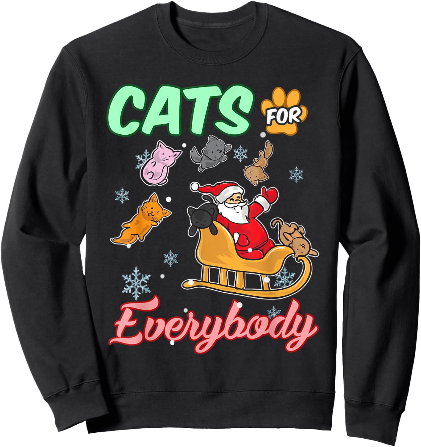 Cats for Everyone Santa Christmas Sweatshirt - Sweatshirt | Black