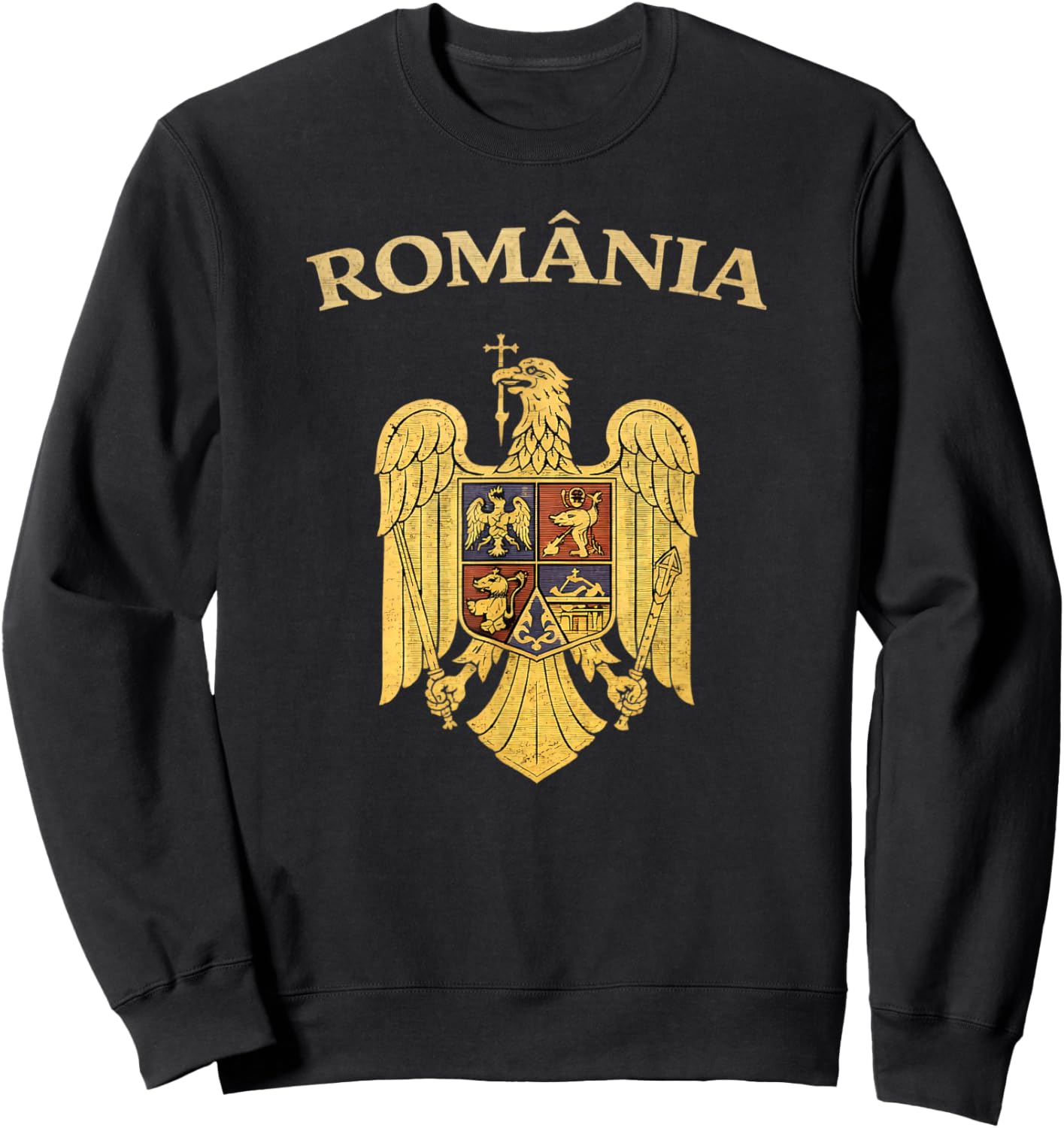 Romania Vintage Eagle Heritage Romanian Pride Sweatshirt - Sweatshirt | Black