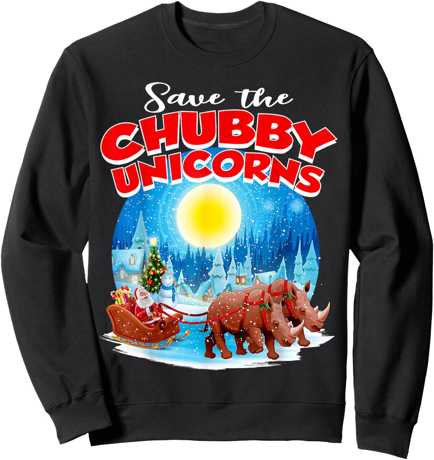 Chubbies Shirt Men Save The Chubby Unicorns Rhino Christmas Sweatshirt - Sweatshirt | Black