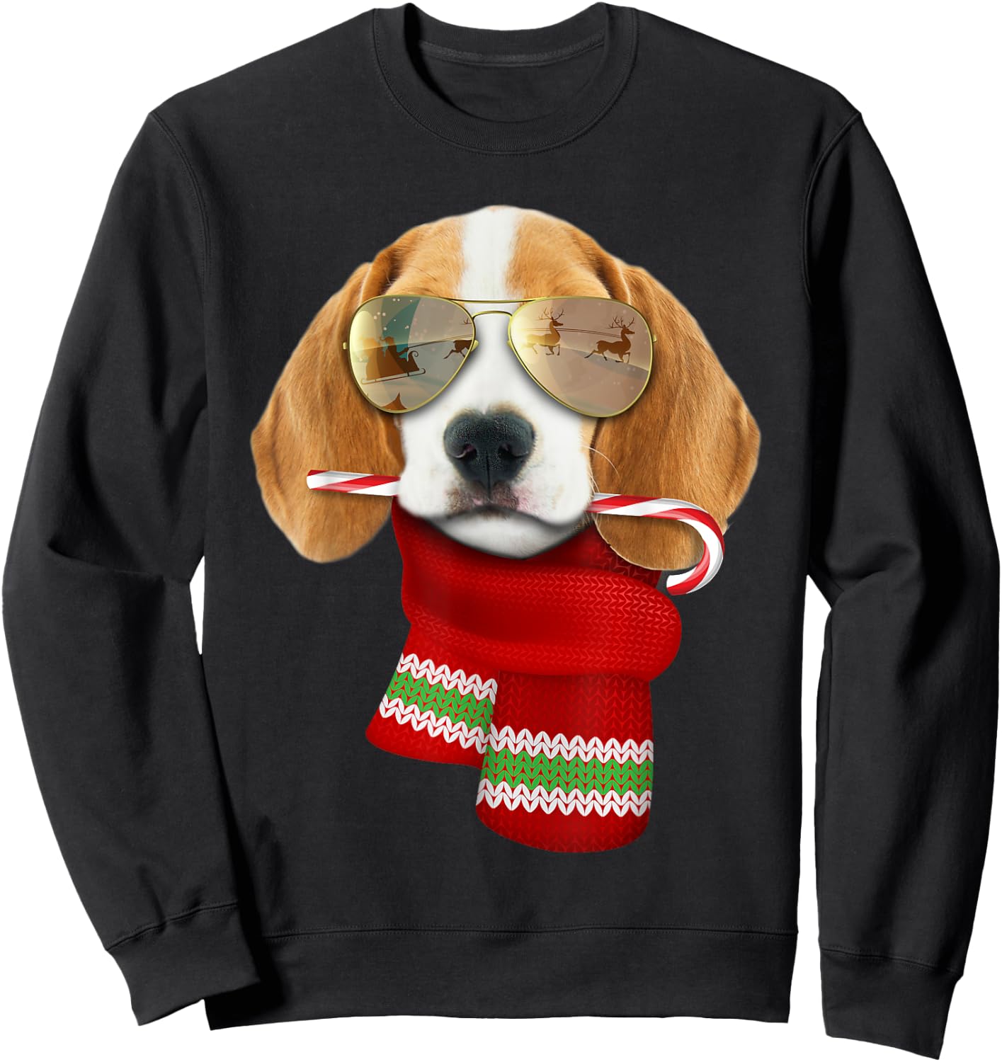 Beagle Shirt Christmas Gift Dog Lovers Puppy Sunglasses Women Kids Sweatshirt - Sweatshirt | Black