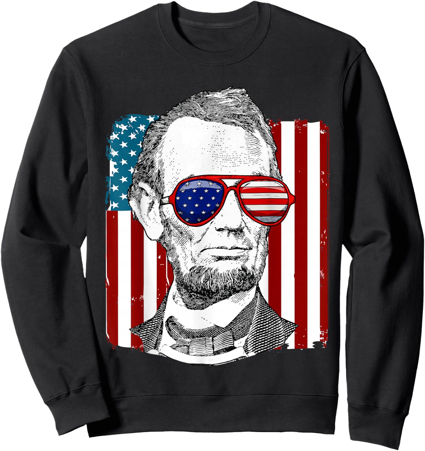 America USA Abe Lincoln 4th of July Men Boys Gift Sweatshirt - Sweatshirt | Black