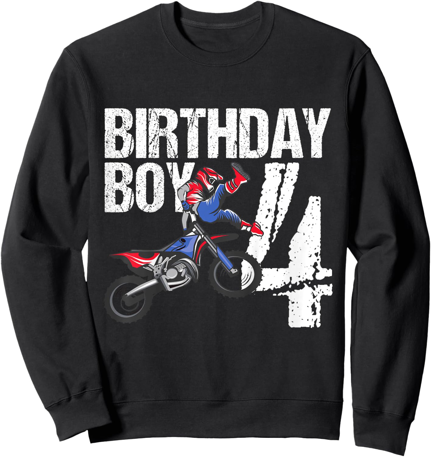 4 Year Old Dirt Bike Birthday Party Motocross MX 4th Gift Sweatshirt - Sweatshirt | Black