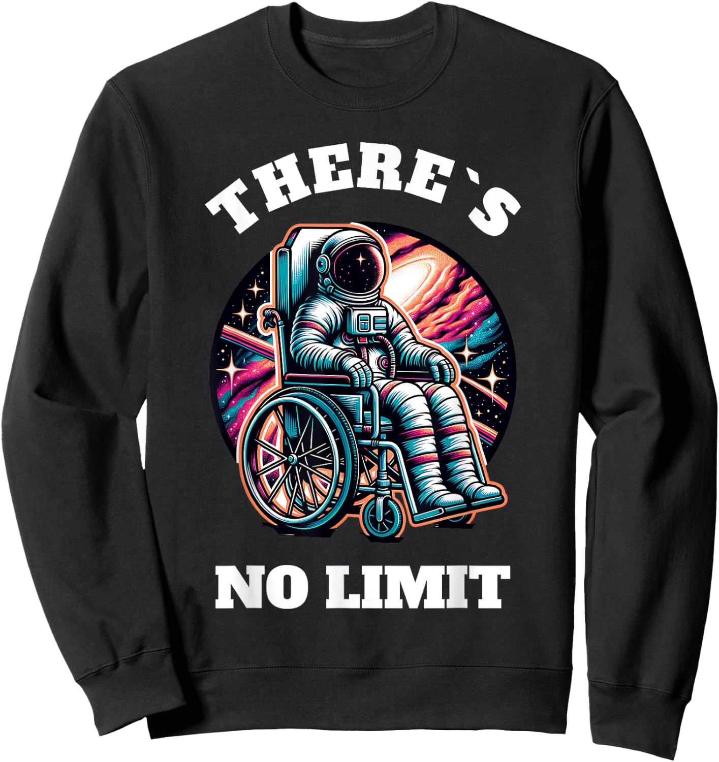 Wheelchair Astronaut Motivation Kids with Wheelchair Sweatshirt - Sweatshirt | Black