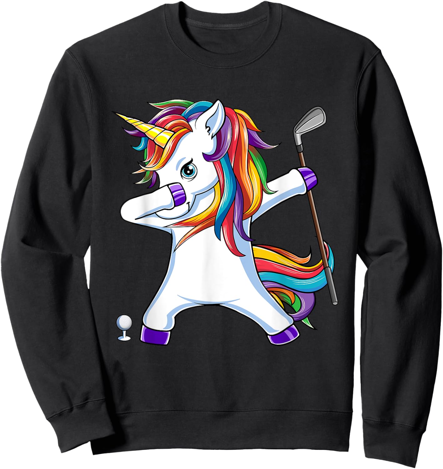Dabbing Unicorn Golf - Golfing Golfer Girl Gift Sweatshirt - Sweatshirt | Black