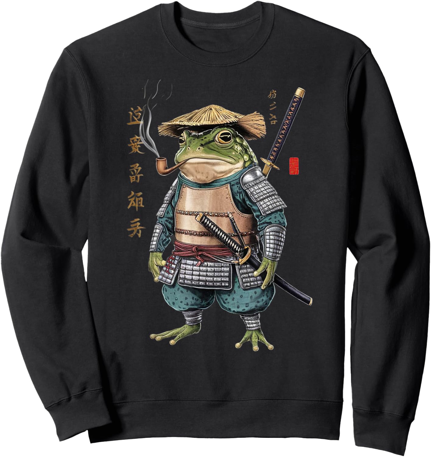 Samurai Frog Ninja Aesthetic Japanese Katana Tokyo Sweatshirt - Sweatshirt | Black