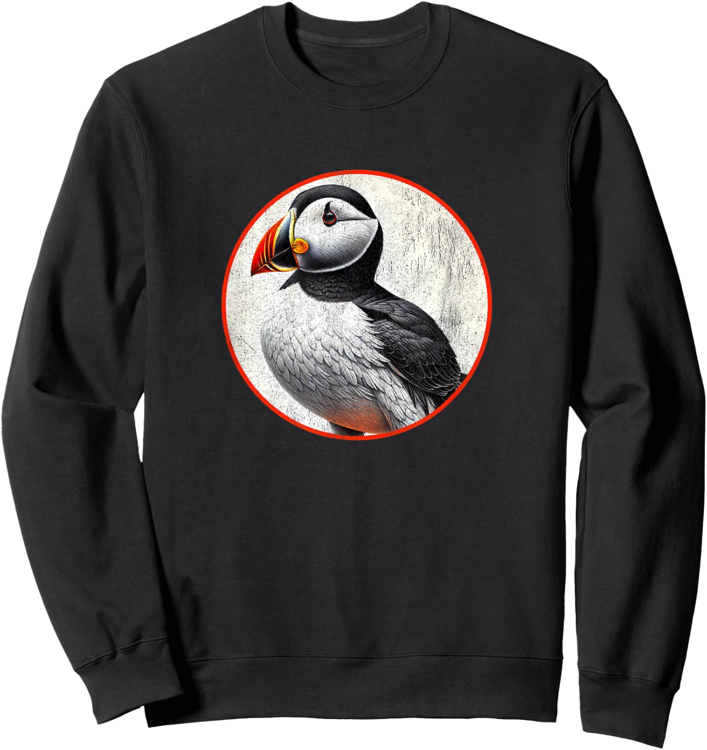 Colorful Retro Horned Puffin Bird Design Sweatshirt - Sweatshirt | Black
