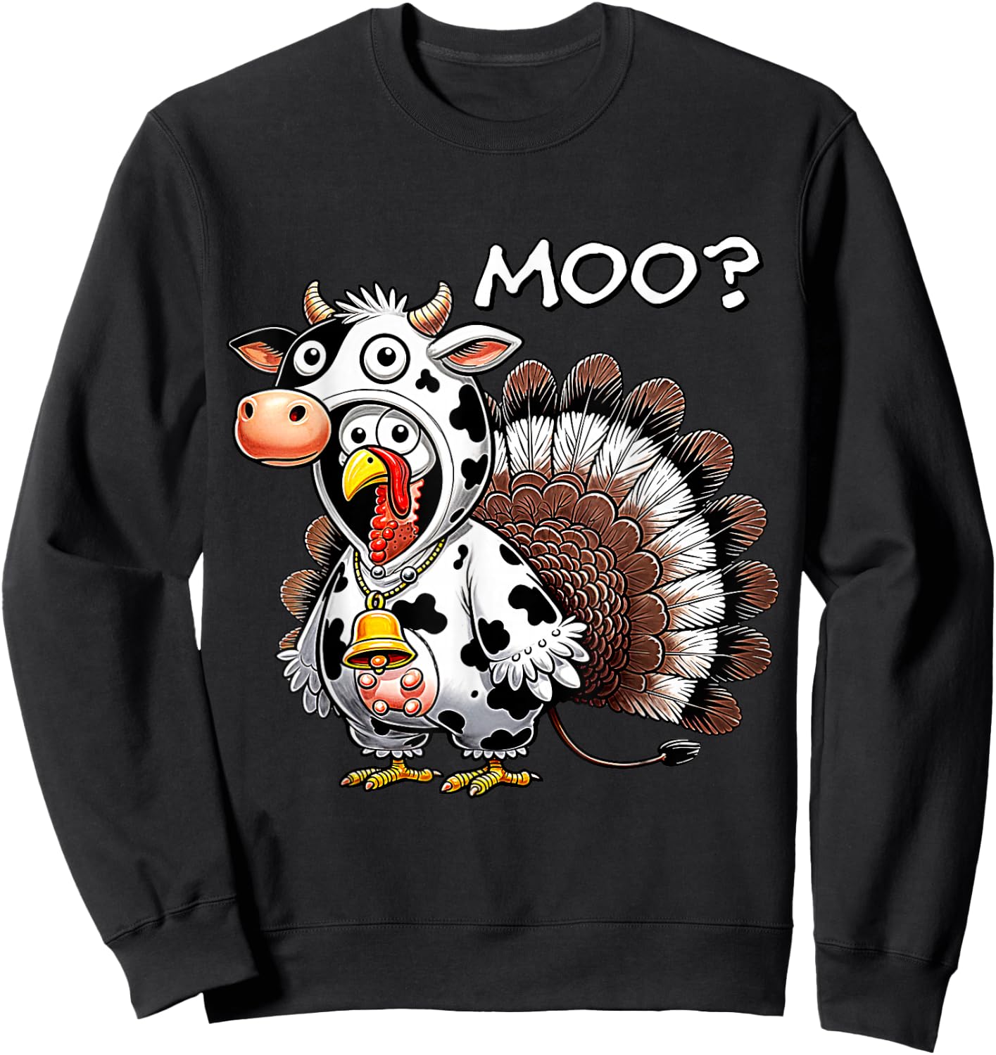 Turkey Moo Funny Turkey Men Women Boys Kids Thanksgiving Sweatshirt - Sweatshirt | Black