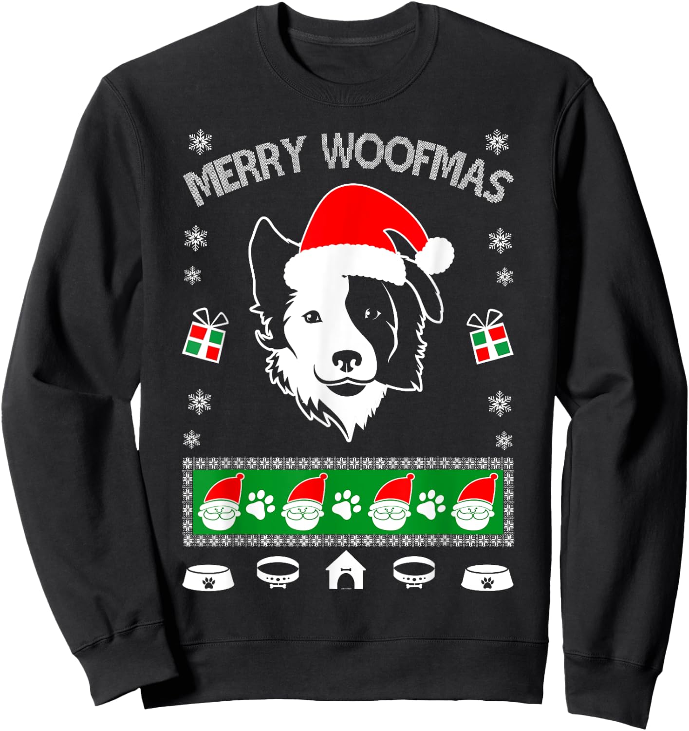 Border Collie Ugly Christmas shirt gift Sweatshirt - Sweatshirt | Black