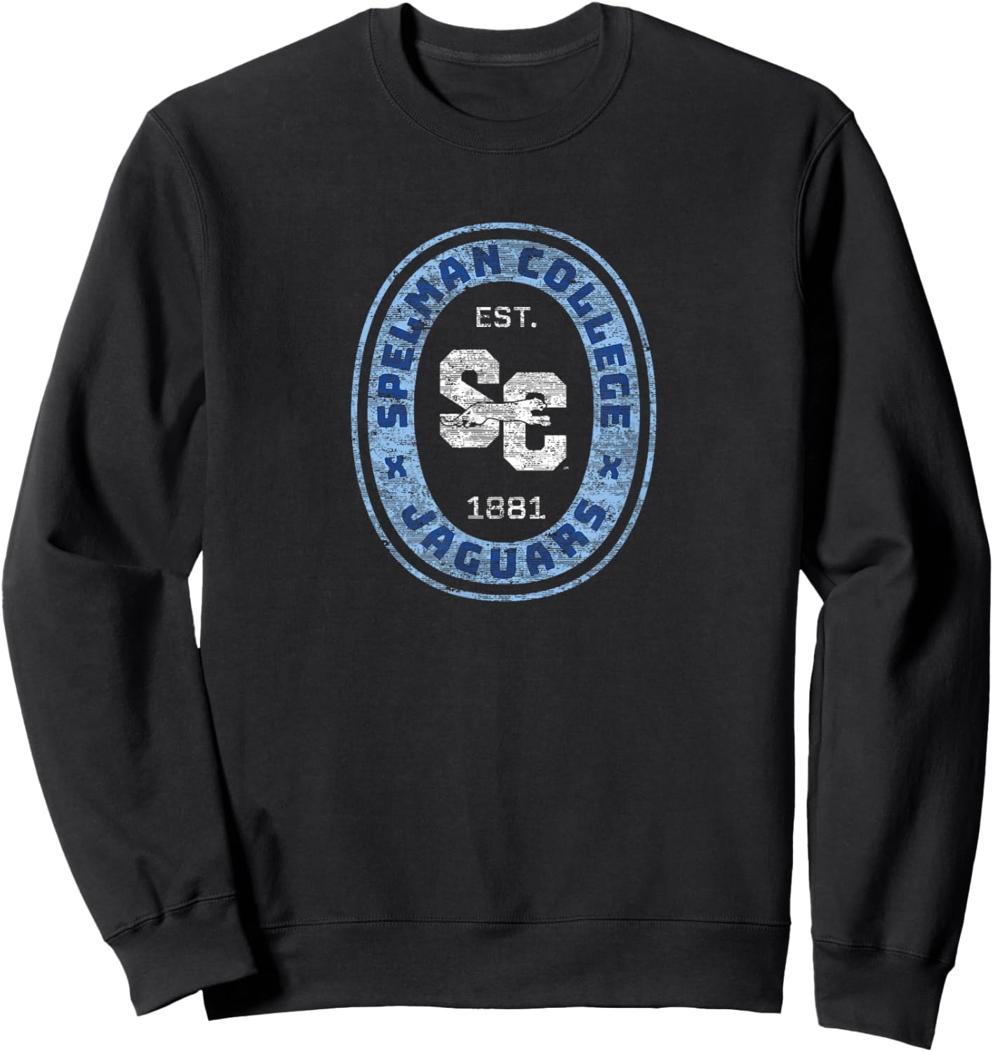 Spelman College Jaguars Retro Crest Seal Sweatshirt - Sweatshirt | Black