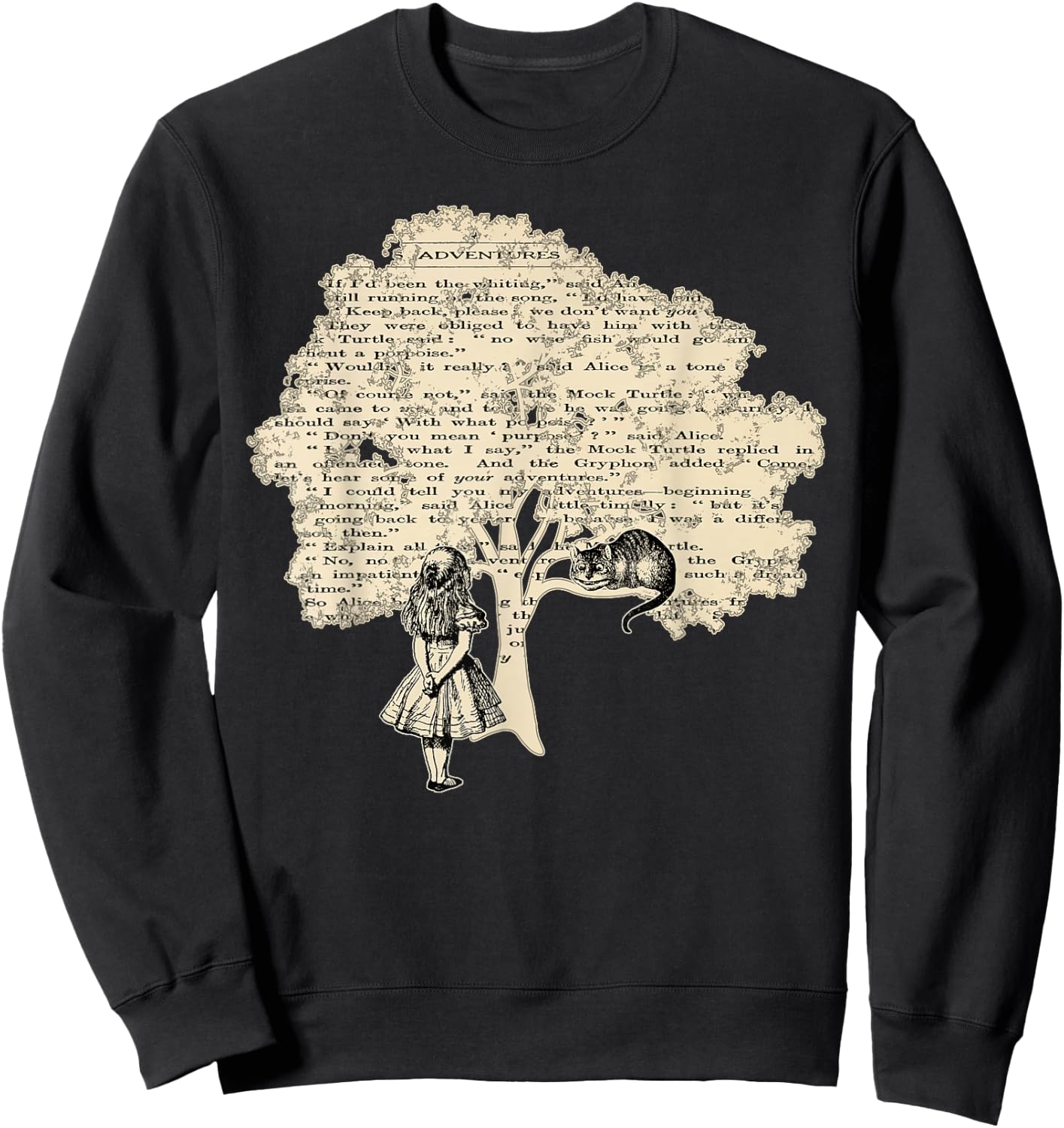 Alice In Wonderland Vintage Book T Shirt Design Sweatshirt - Sweatshirt | Black