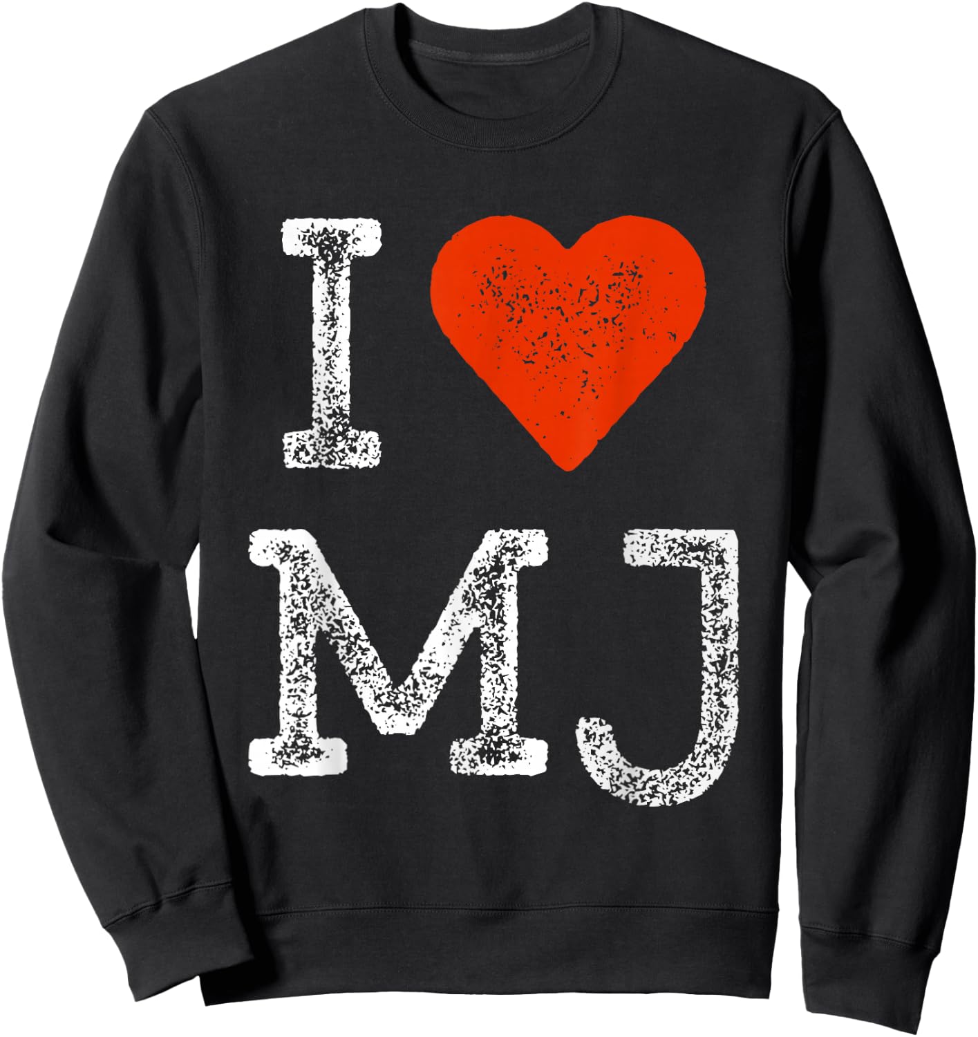 I Love MJ Vintage Fan Merch Red Heart Initials Design M.J. Sweatshirt - Sweatshirt | Black