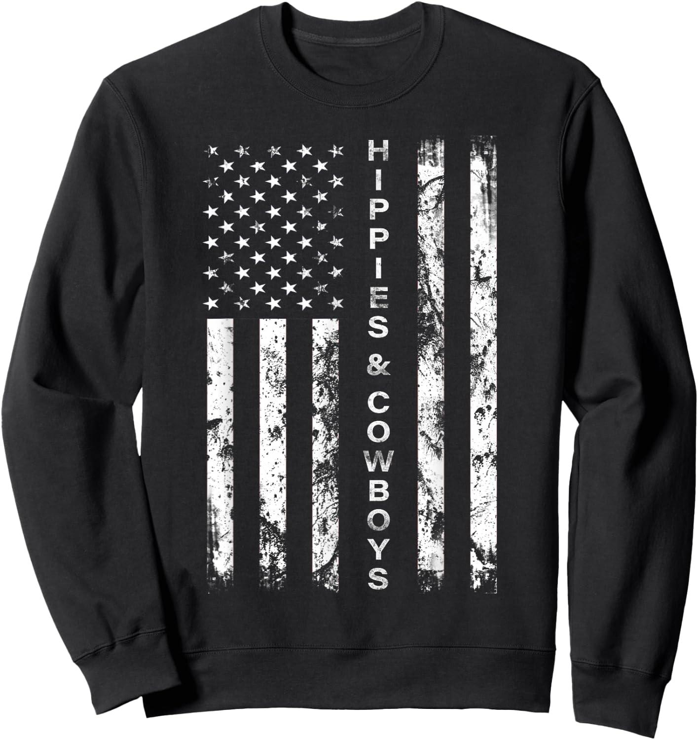 Raisin Hell with The Hippies and Cowboys - American Flag Small Sweatshirt - Sweatshirt | Black
