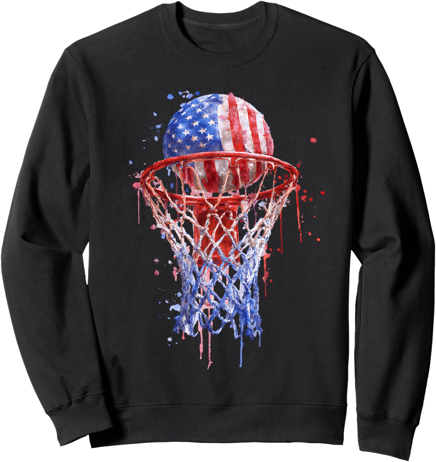 Basketball Splash Graphic Colorful Basketball Player Team Sweatshirt - Sweatshirt | Black