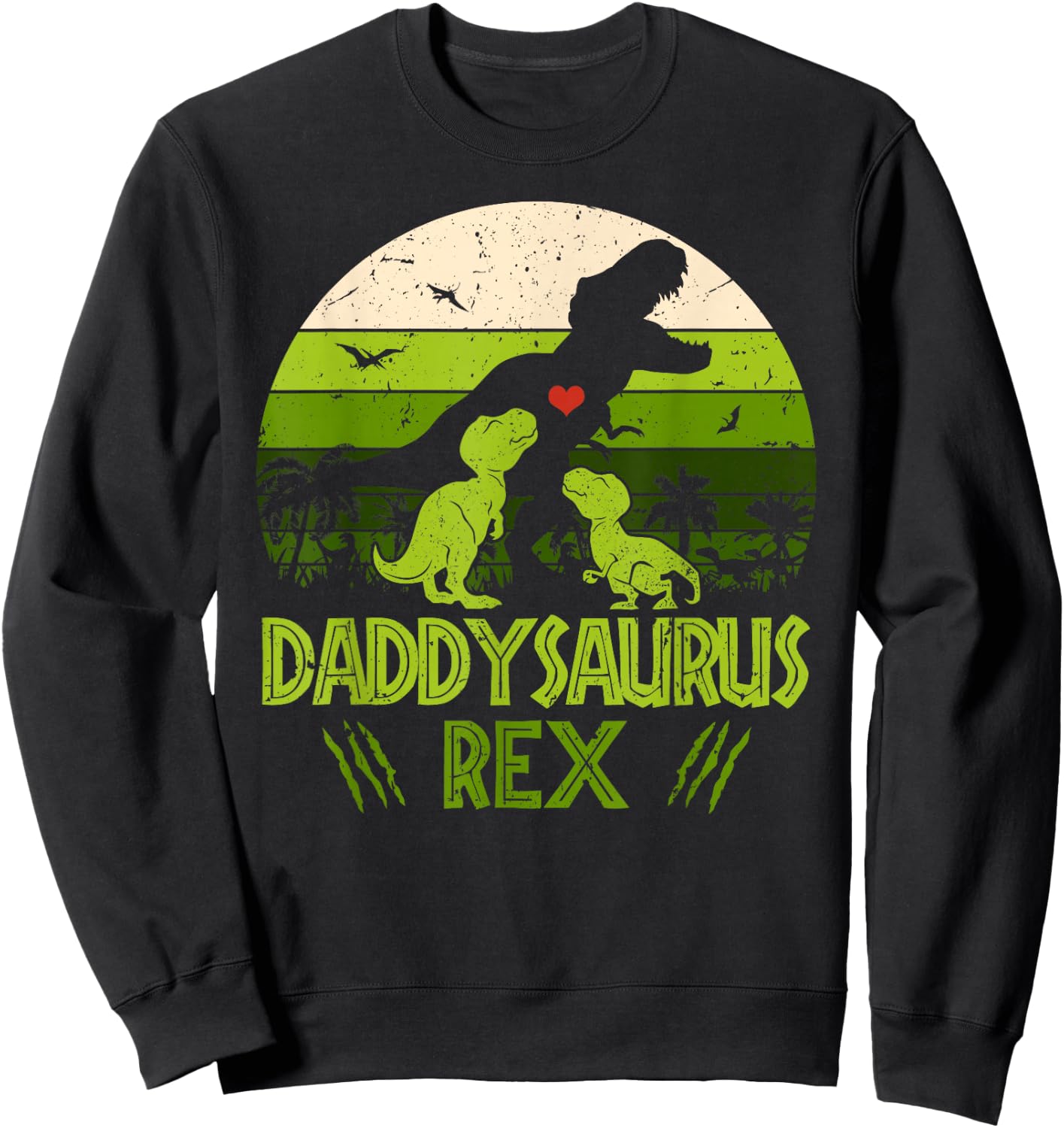 Daddysaurus Rex 2 Kids Sunset For Fathers Day Gift Sweatshirt - Sweatshirt | Black