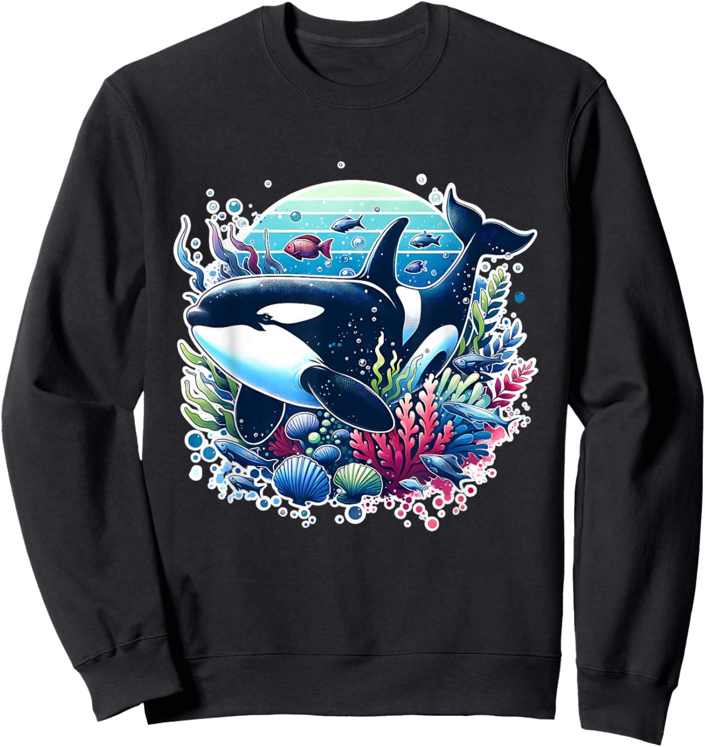 Orca Beautiful Whale Sea Animal Graphic Orca Sweatshirt - Sweatshirt | Black