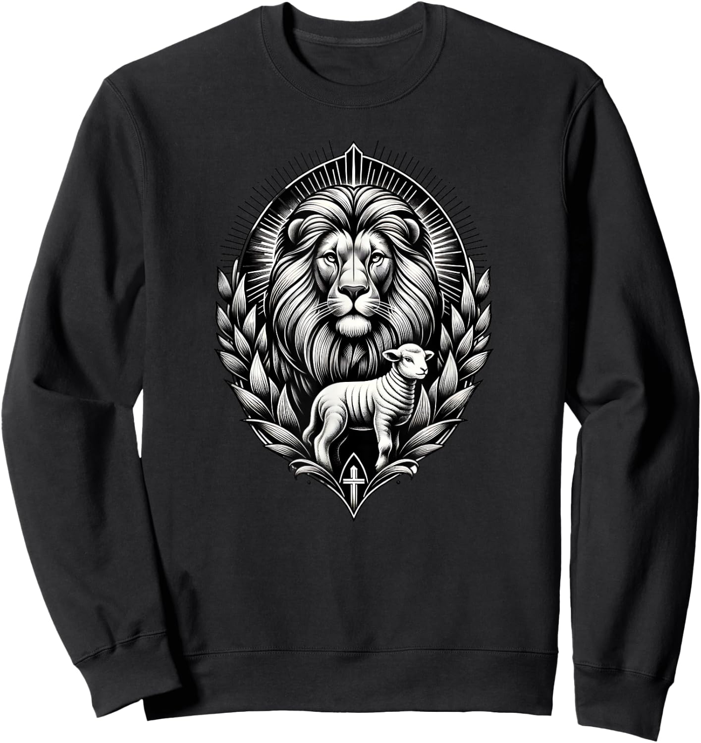 Christian Clothing Lion And Lamb Symbol Of Strength And Sweatshirt - Sweatshirt | Black