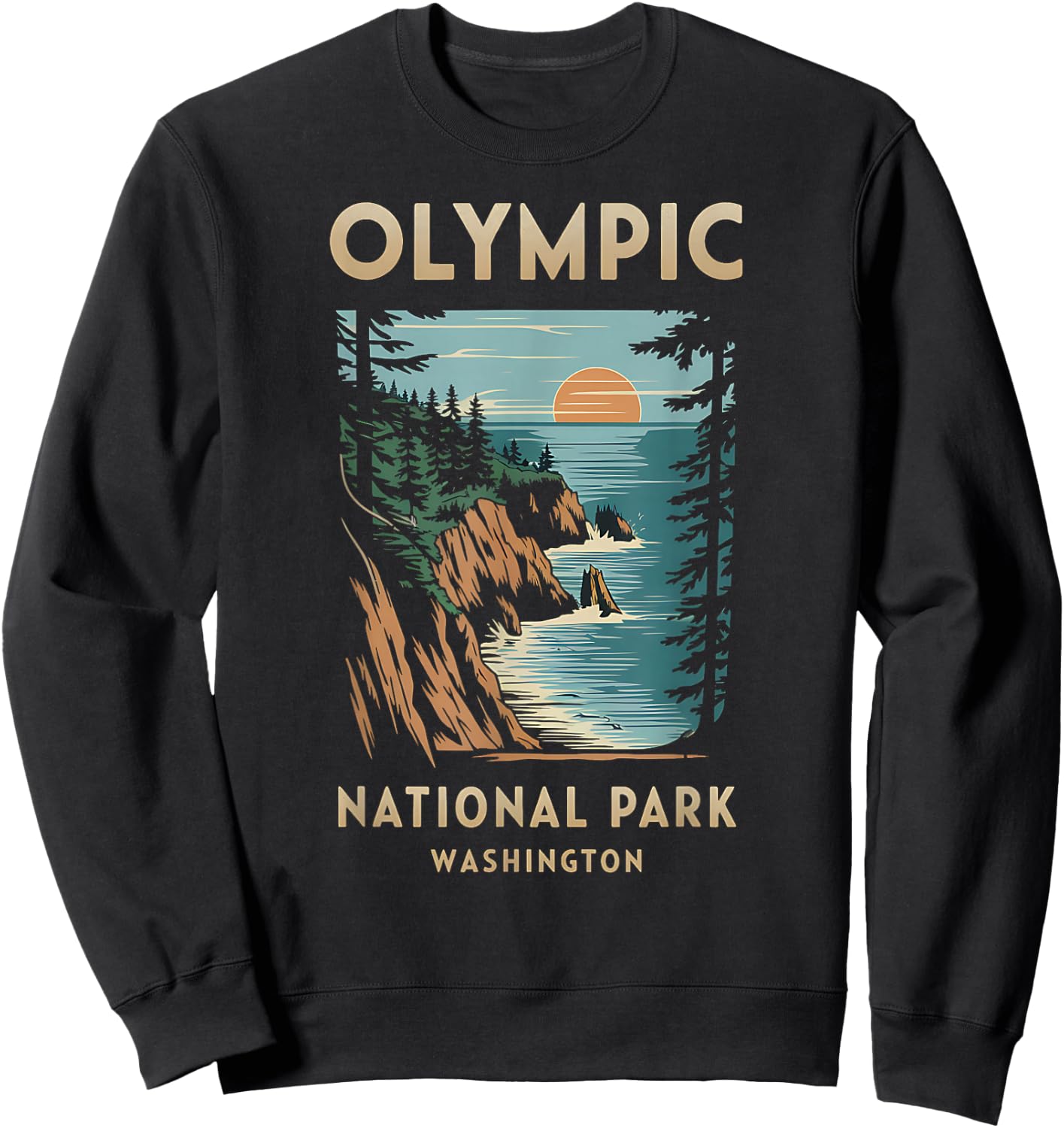 Scenic Sunset at Olympic National Park Washington Sweatshirt - Sweatshirt | Black
