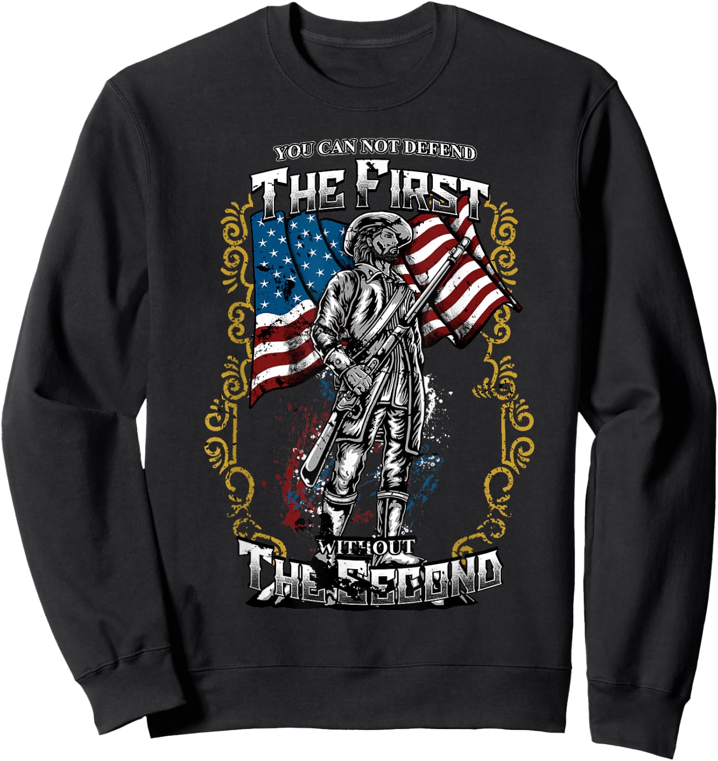 Protect the 2nd Amendment - American Flag Military Gift Sweatshirt - Sweatshirt | Black