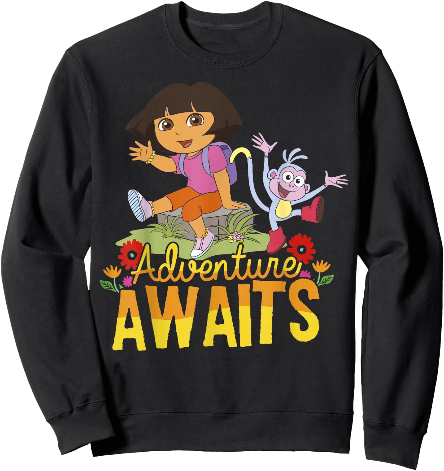 Dora The Explorer Adventure Awaits Dora and Boots Portrait Small Sweatshirt - Sweatshirt | Black