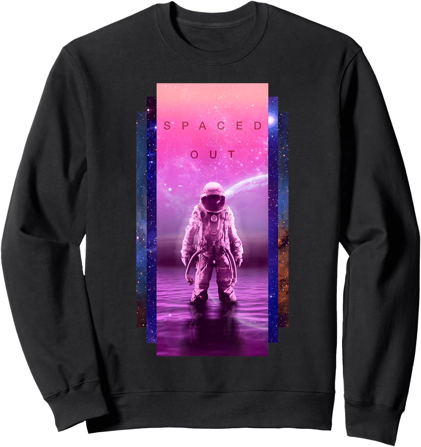 Astronaut Spaced Out Aesthetic Vaporwave - Galaxy Art Sweatshirt - Sweatshirt | Black