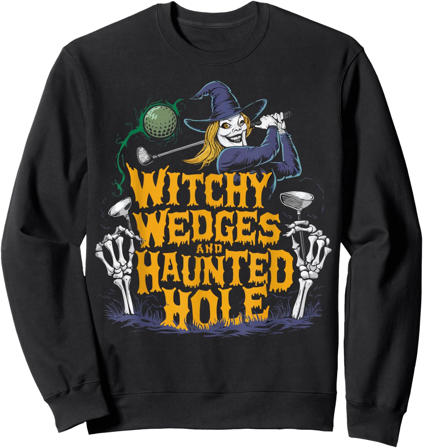 Golf Halloween Spooky Golf Player GolferTrick Or Treat Sweatshirt - Sweatshirt | Black