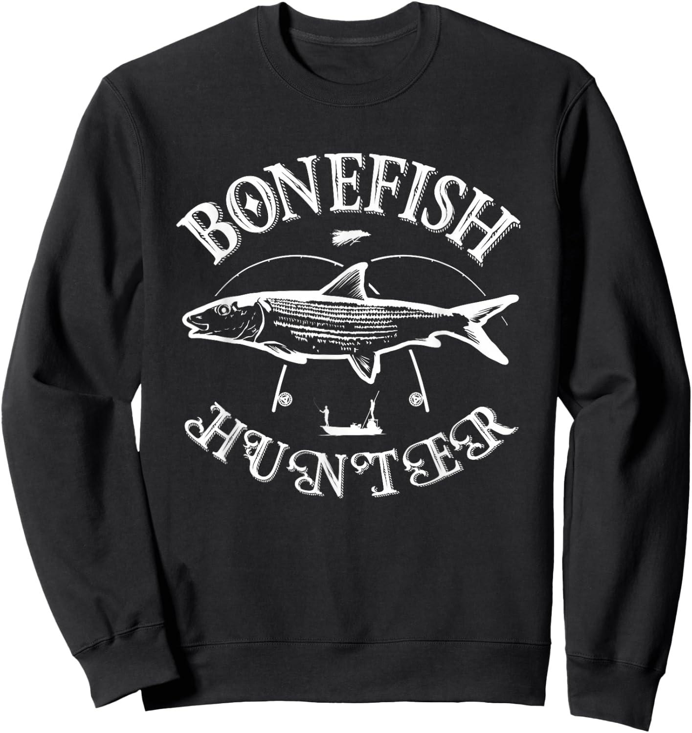 Bonefish Hunter Fishermans Fishing Lovers Sweatshirt - Sweatshirt | Black