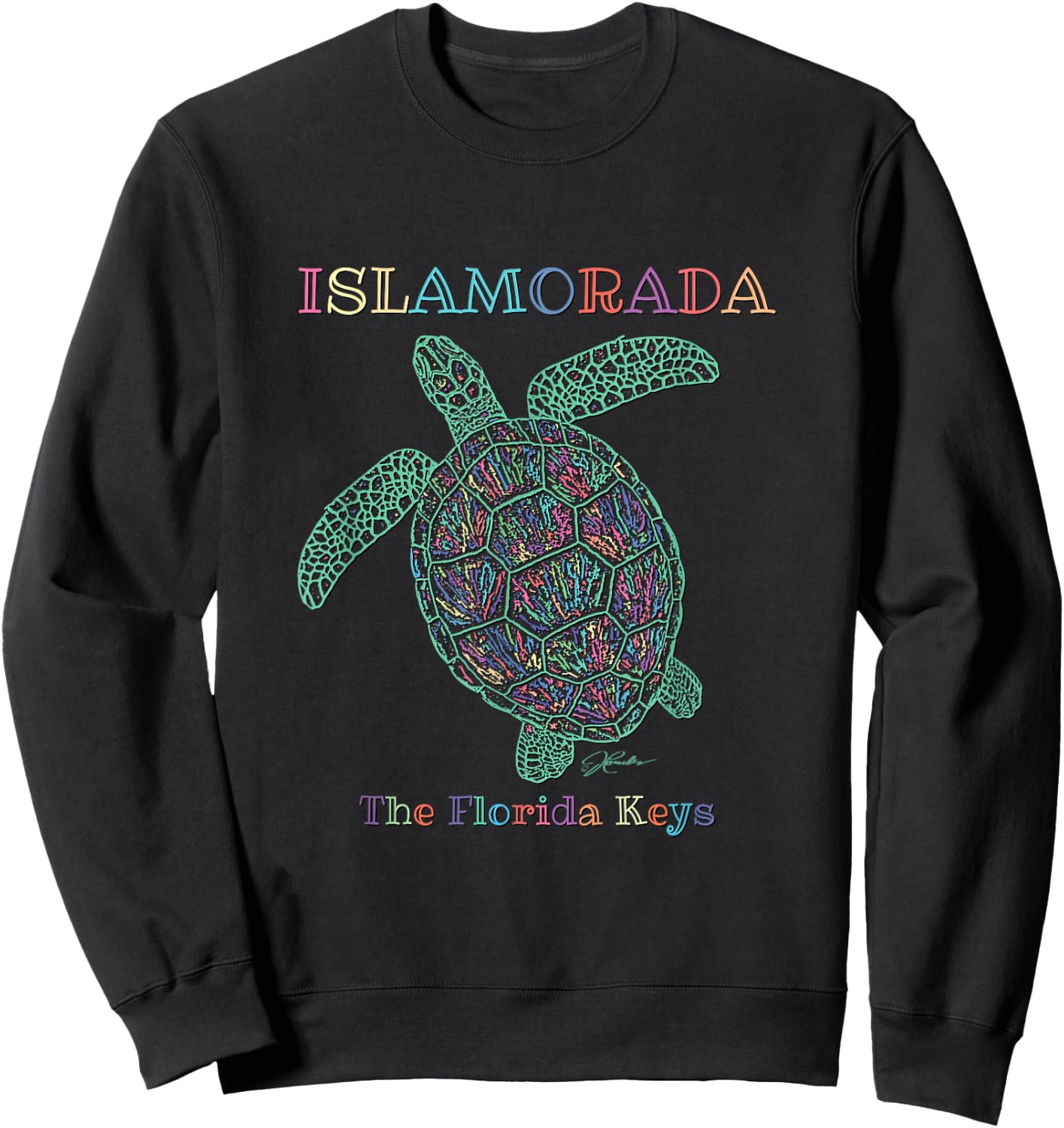 JCombs: Islamorada, The Florida Keys, Sea Turtle Sweatshirt - Sweatshirt | Black