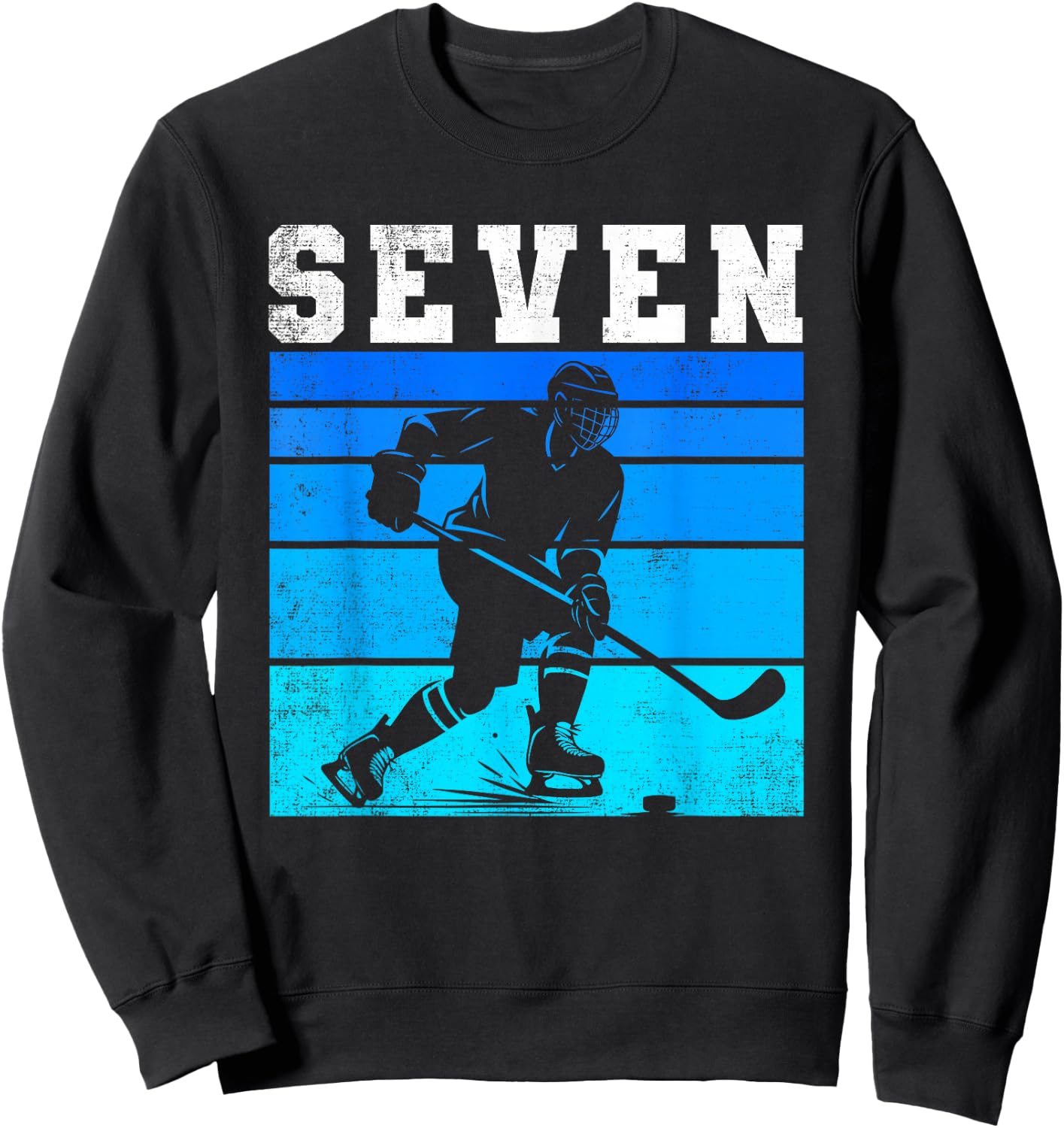 7th Birthday Ice Hockey Boys Seven Hockey Birthday Party Sweatshirt - Sweatshirt | Black