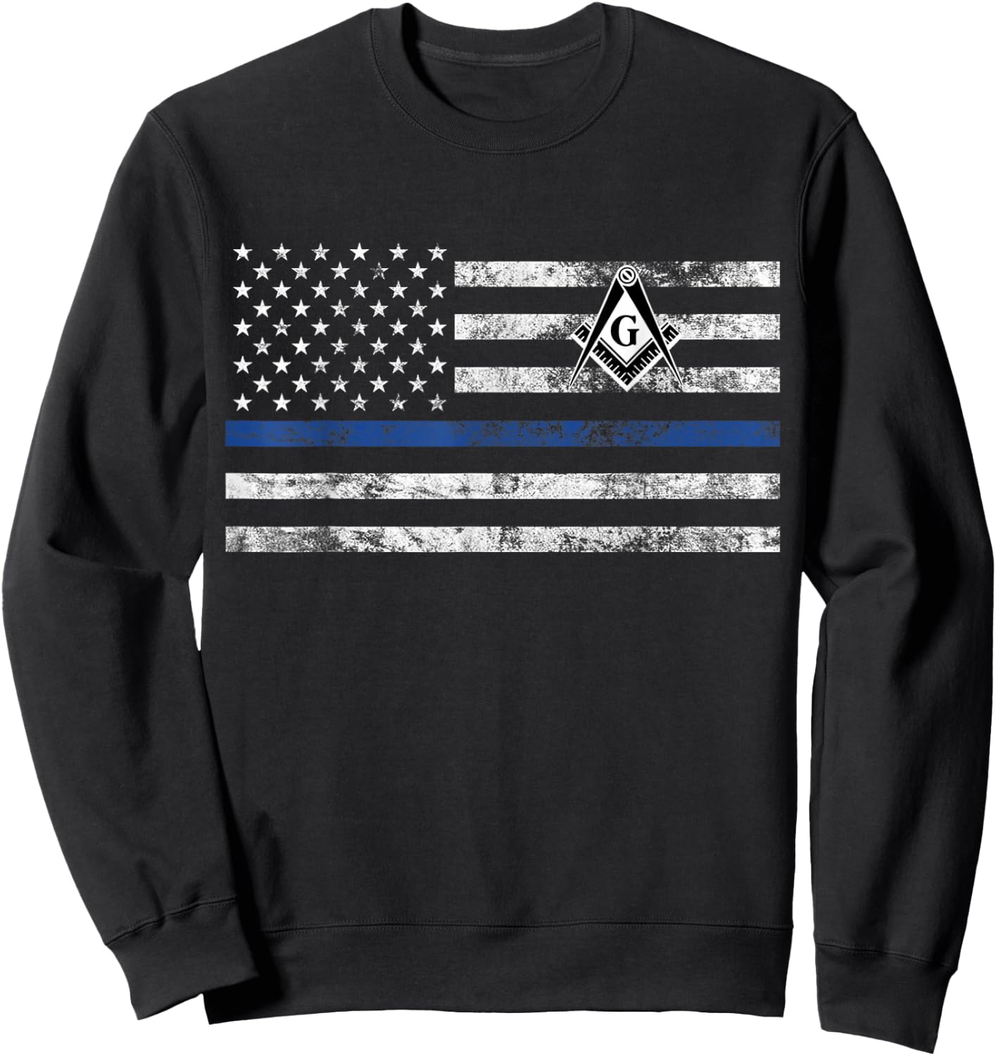 Masonic Police Thin Blue Line Flag Mason Sweatshirt - Sweatshirt | Black