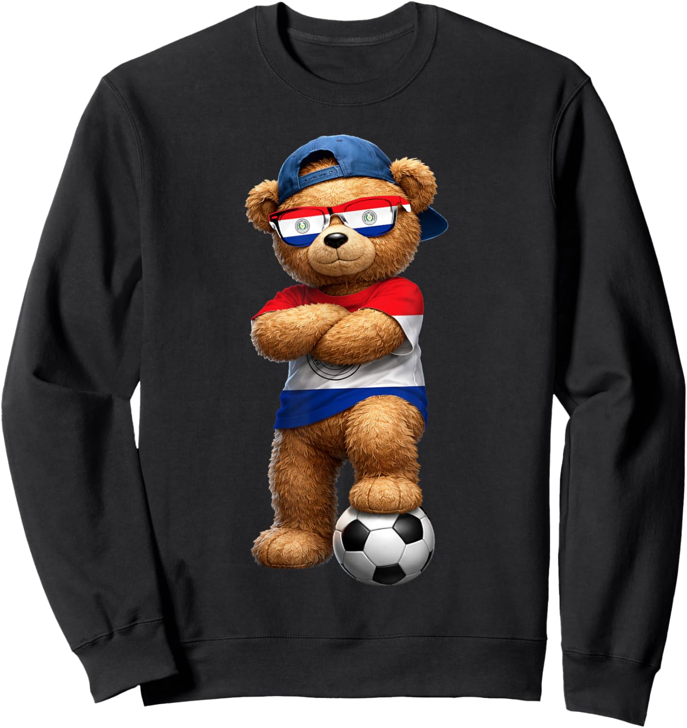 Paraguayan Flag Teddy Player Sports Outfit for Paraguay Sweatshirt - Sweatshirt | Black