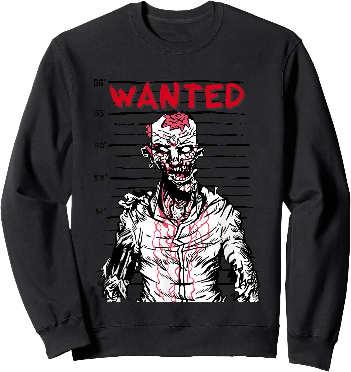 "Scary zombie wanted on Halloween" for horror movie fan Sweatshirt - Sweatshirt | Black