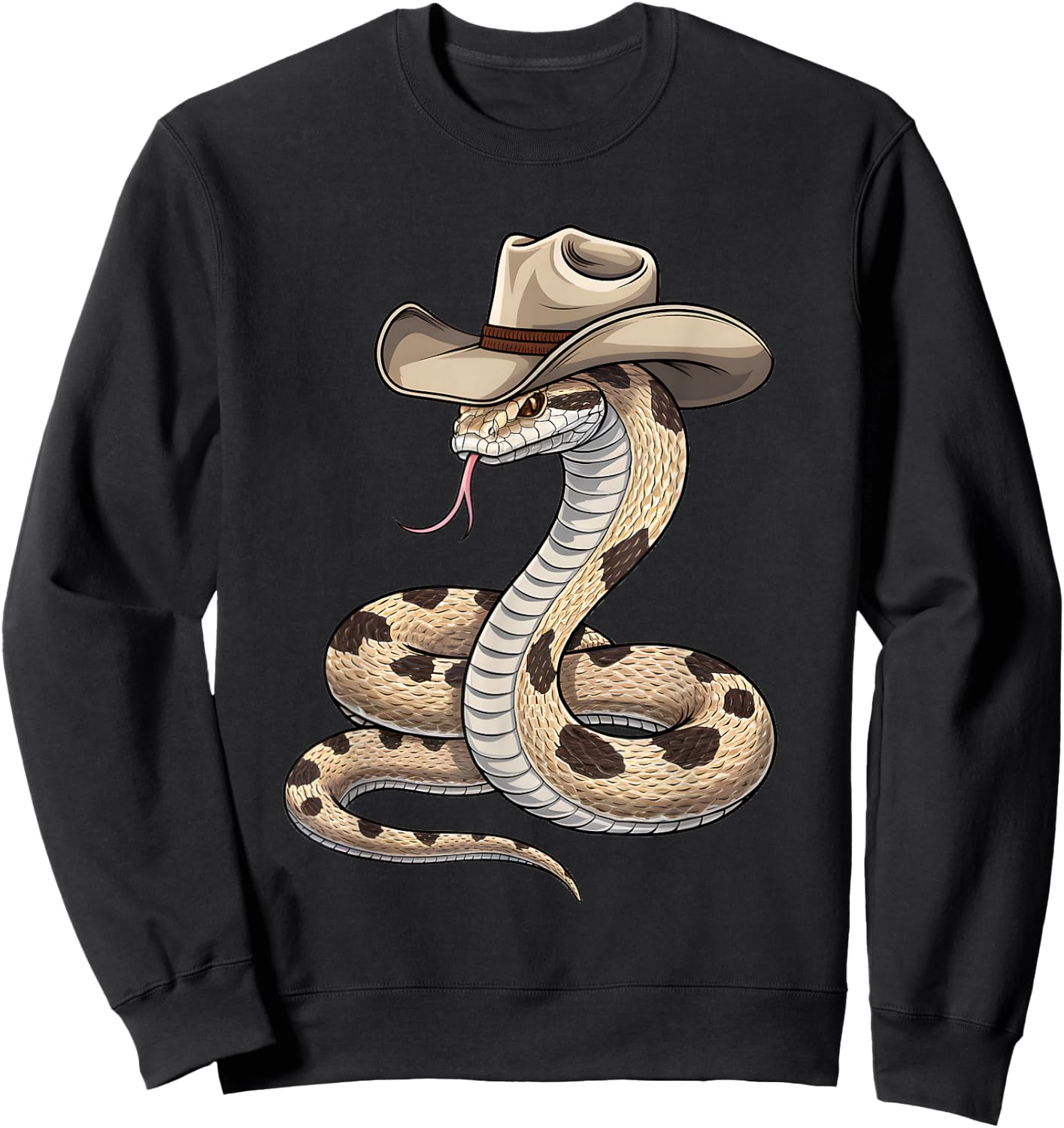 Funny Cowboy Rattlesnake Wild West Snake In Cowboy Hat Lover Sweatshirt - Sweatshirt | Black