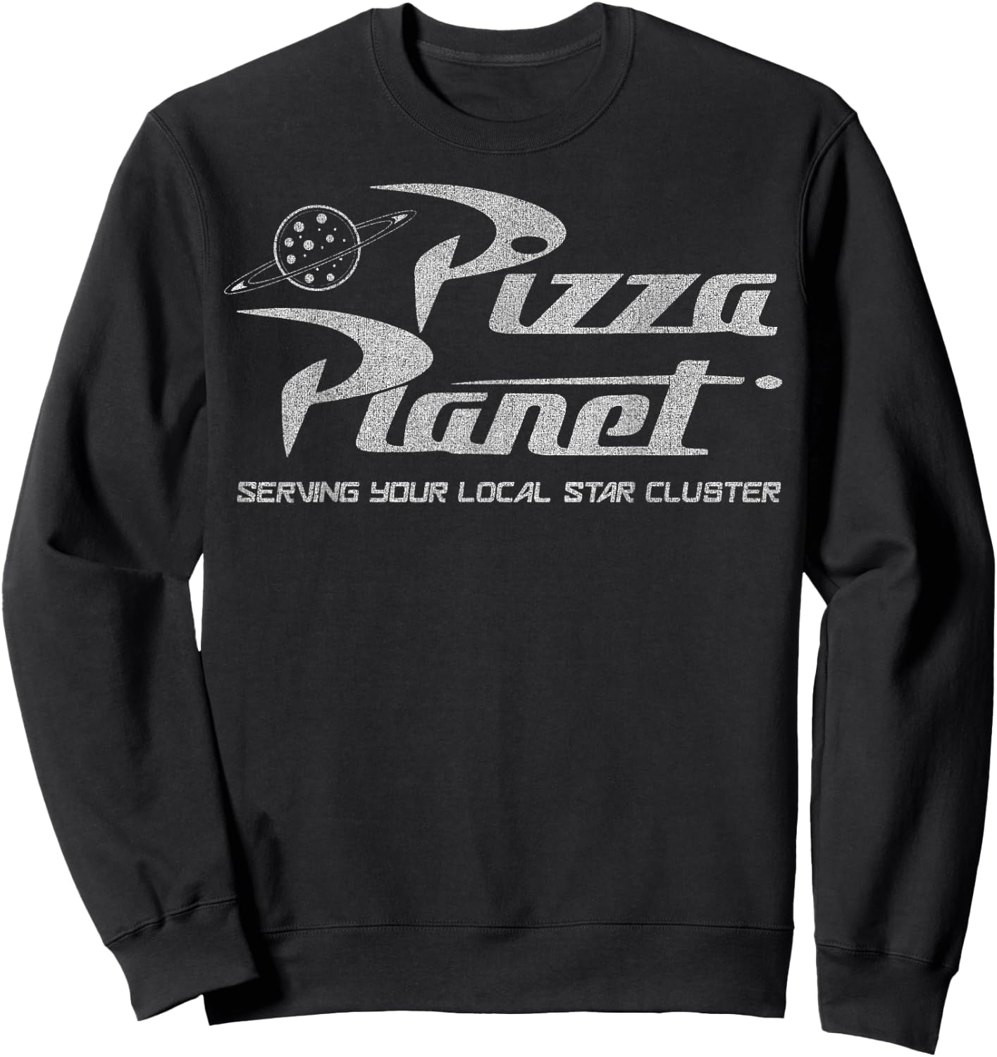 Disney Pixar Toy Story Pizza Planet Distressed Logo Sweatshirt - Sweatshirt | Black