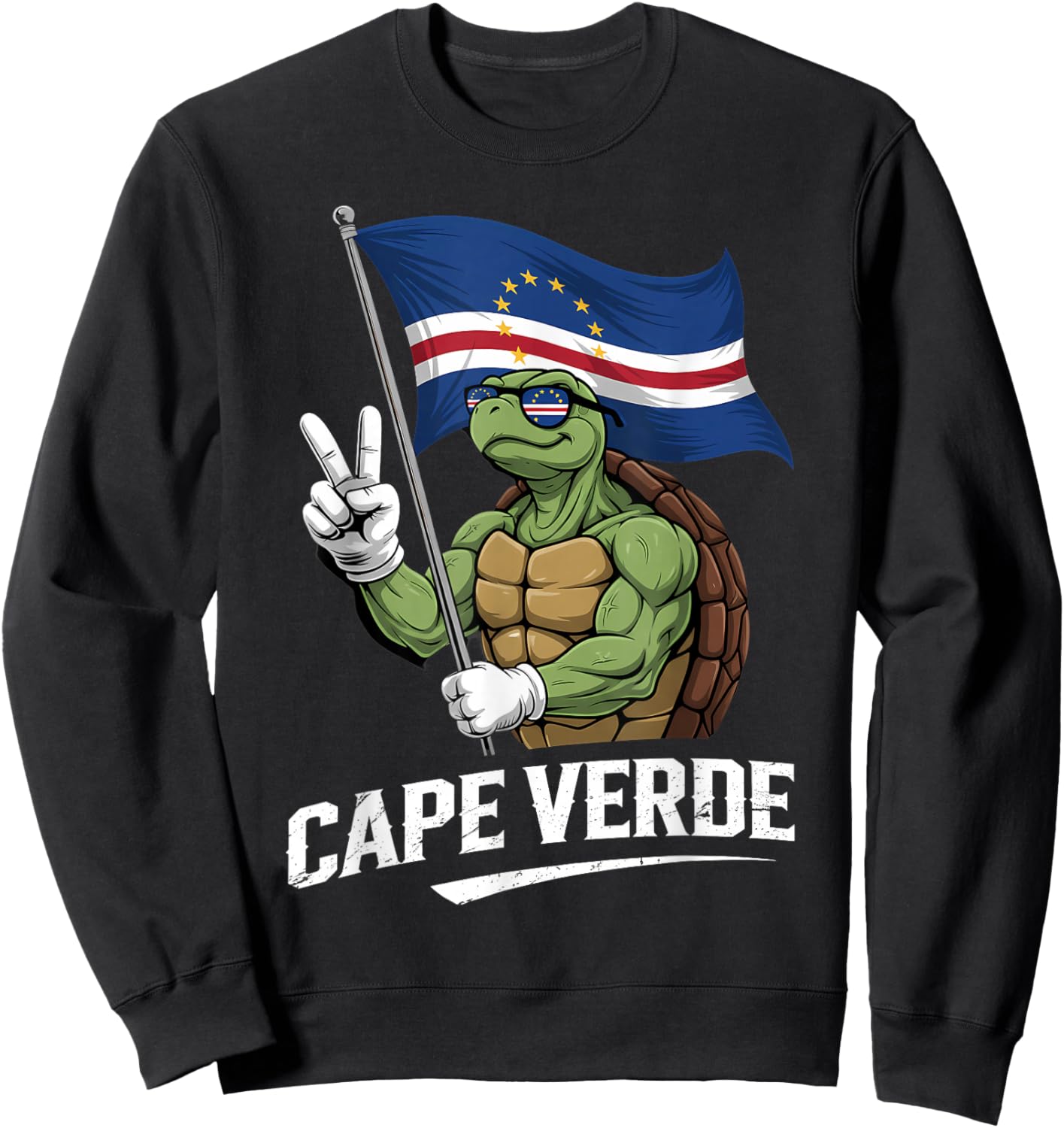 Cabo Verde Turtle Cape Verdean Roots Cape Verde Flag Sweatshirt - Sweatshirt | Black