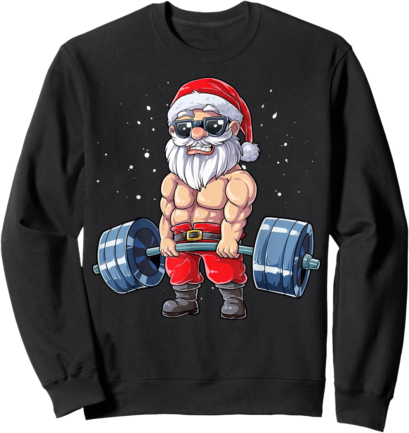 Santa Weightlifting Christmas Fitness Gym Deadlift Xmas Men Sweatshirt - Sweatshirt | Black
