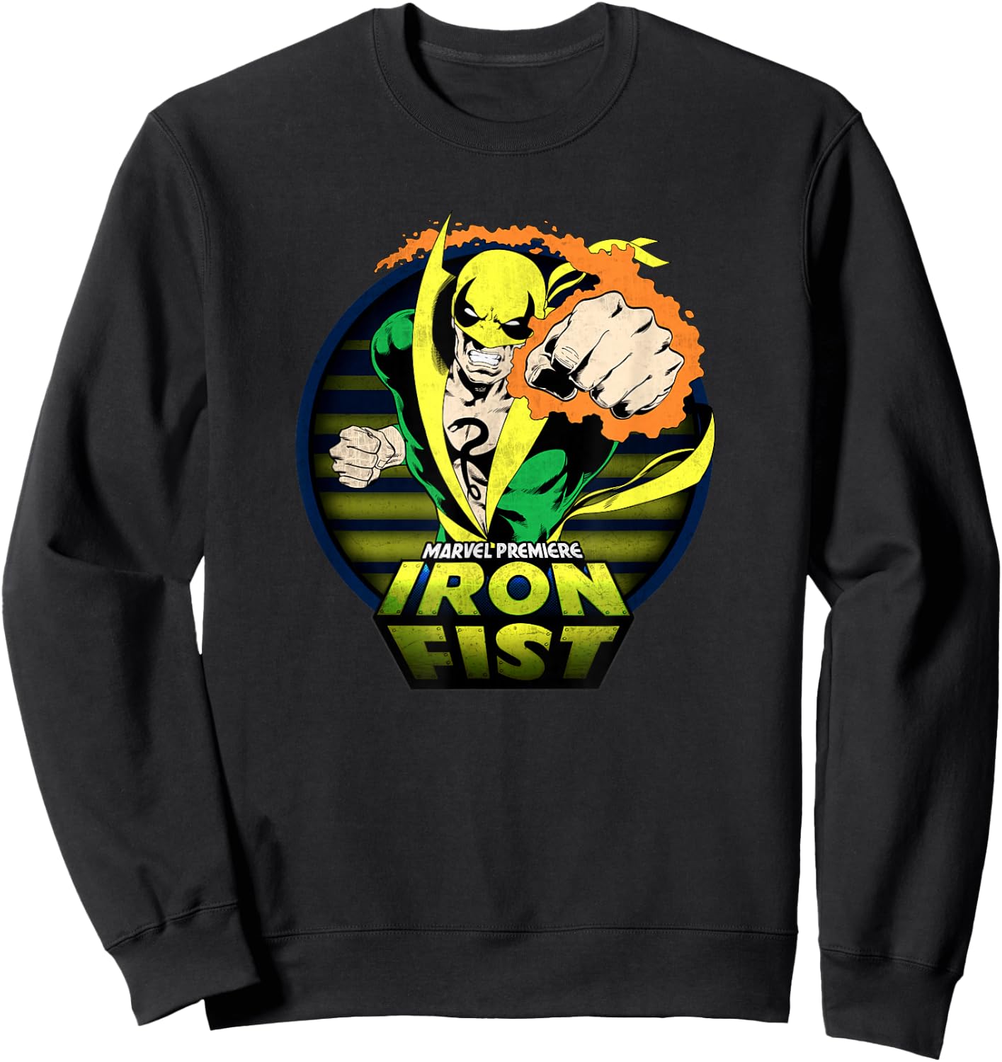 Marvel Comics Retro Distressed Iron Fist Premiere Cover Sweatshirt - Sweatshirt | Black