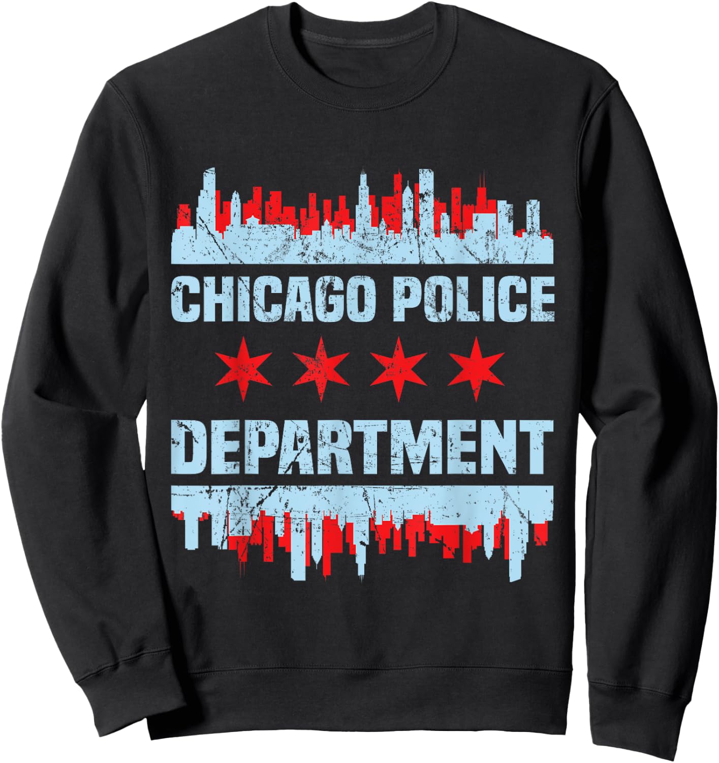Chicago Police Officer Chicago Flag Skyline Sweatshirt - Sweatshirt | Black