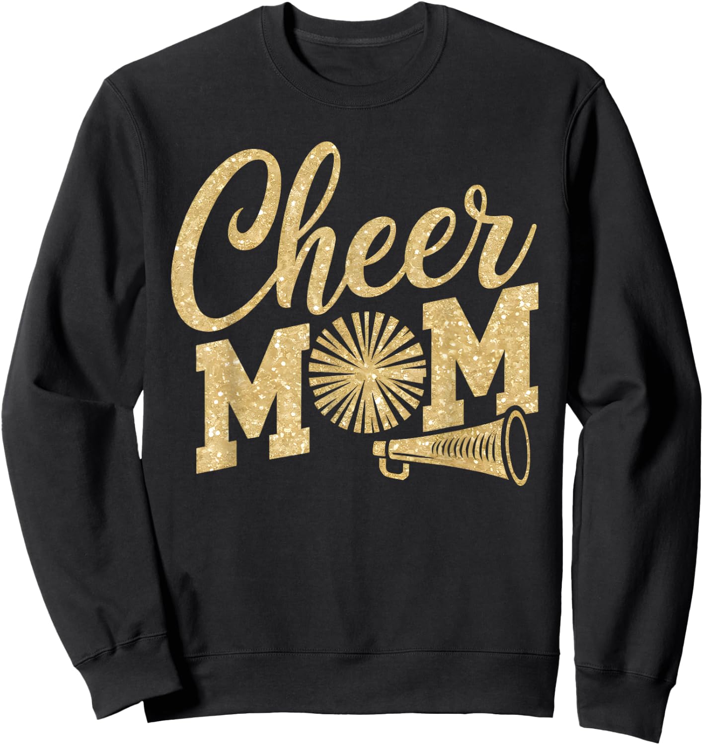 Cheer Mom Biggest Fan Cheerleader Black Yellow Gold Pom Pom Sweatshirt - Sweatshirt | Black