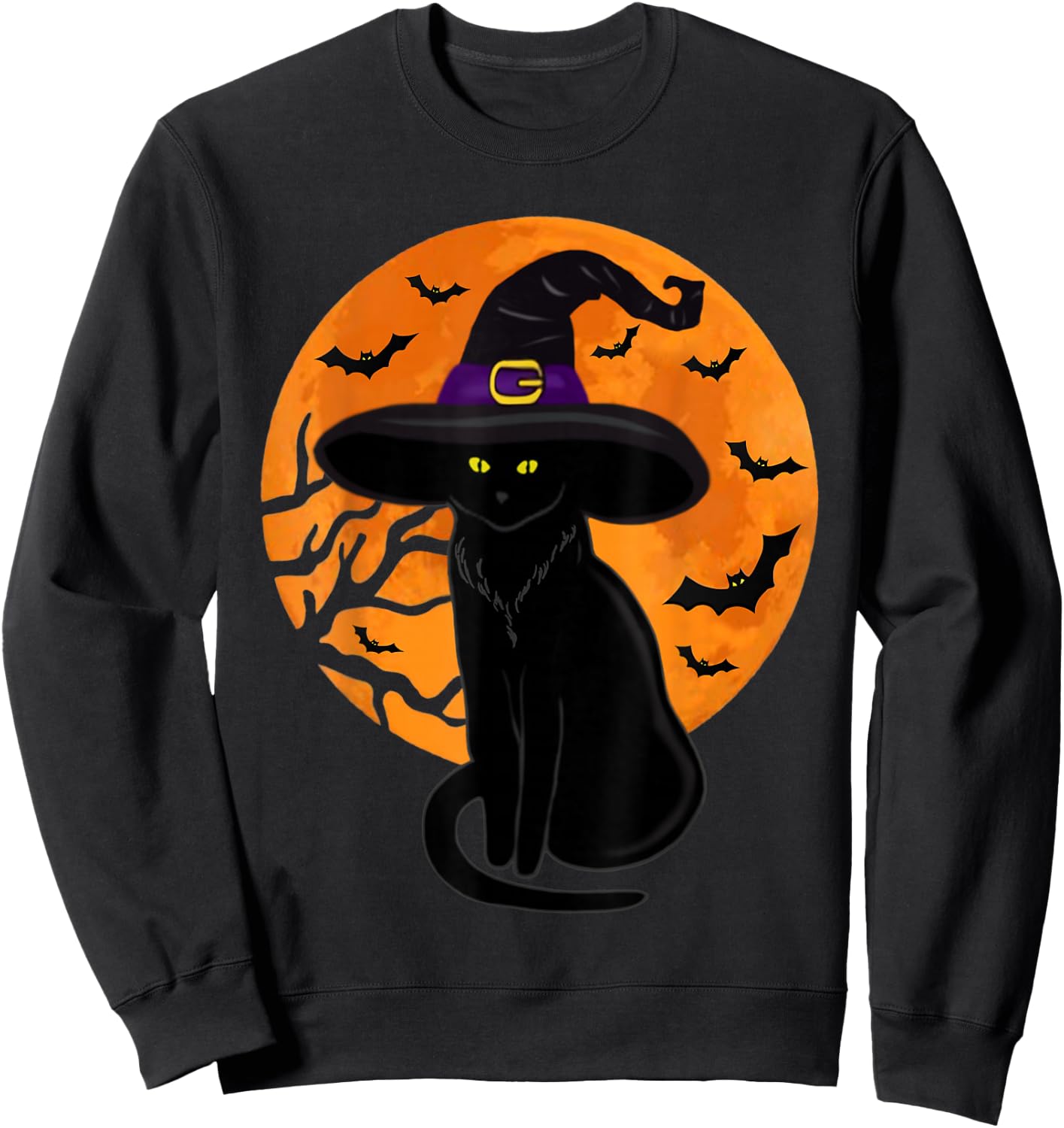 Retro Black Cat Halloween Pumpkin Costume Women Kids Girls Sweatshirt - Sweatshirt | Black