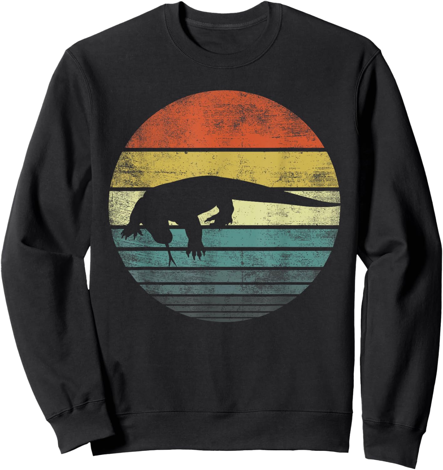 Komodo Dragon Lover Gift Retro Vintage Zoo Animal Silhouette Sweatshirt - Sweatshirt | Black