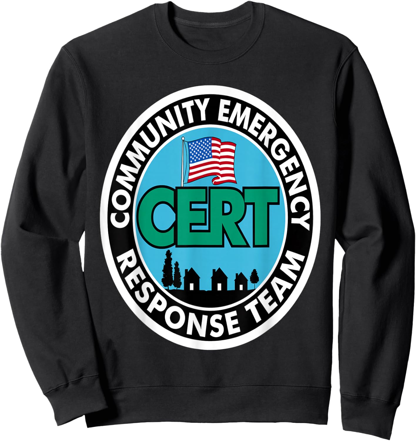 CERT Community Emergency Response Team White Front Print Sweatshirt - Sweatshirt | Black