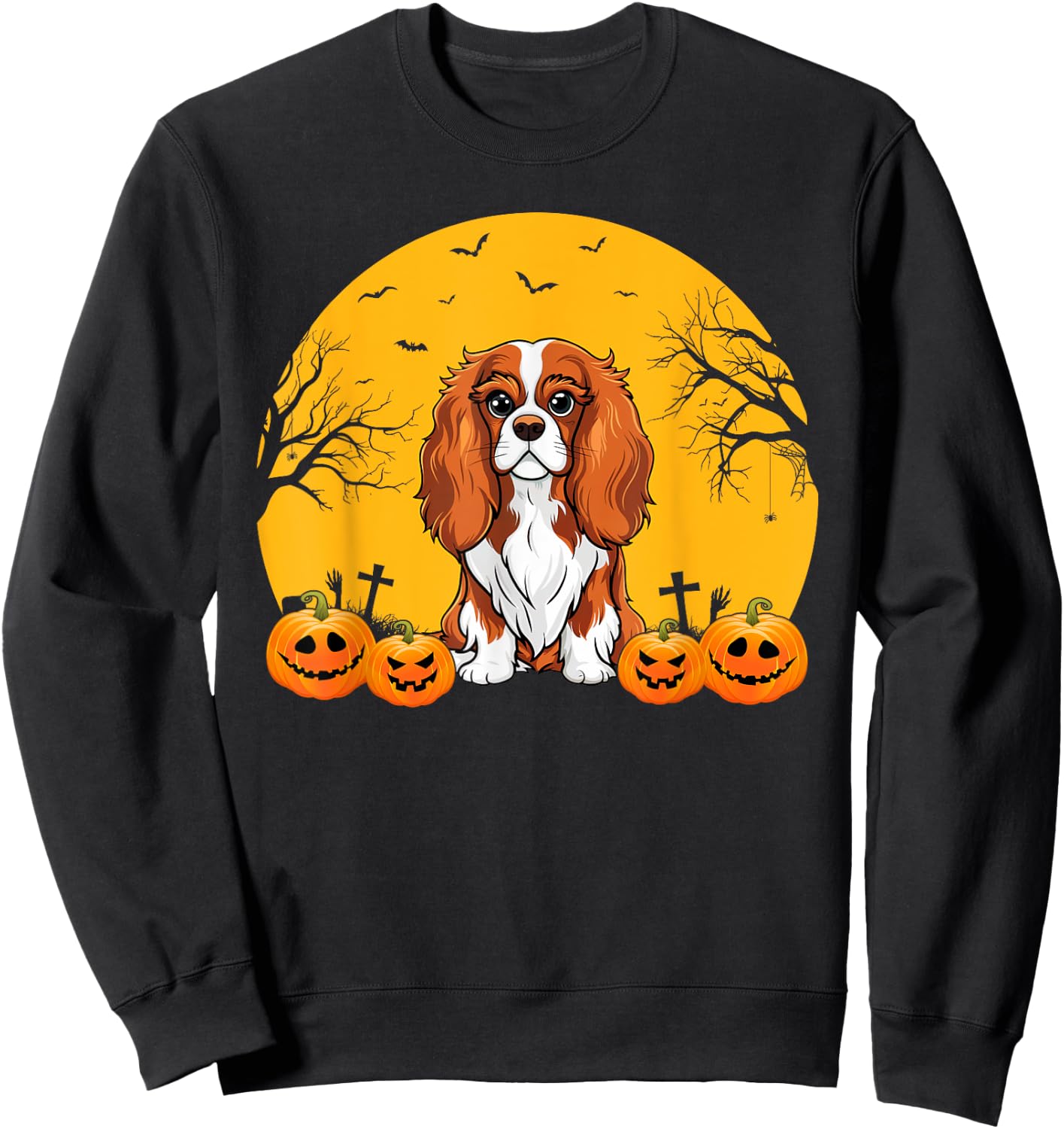 Cavalier King Charles Spaniel Dog Matching Halloween Costume Women Kids Sweatshirt - Sweatshirt | Black