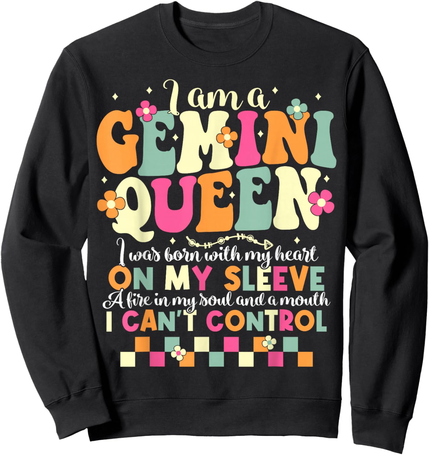 Gemini Queen June Birthday May Gemini Zodiac Sign Women Girl Sweatshirt - Sweatshirt | Black