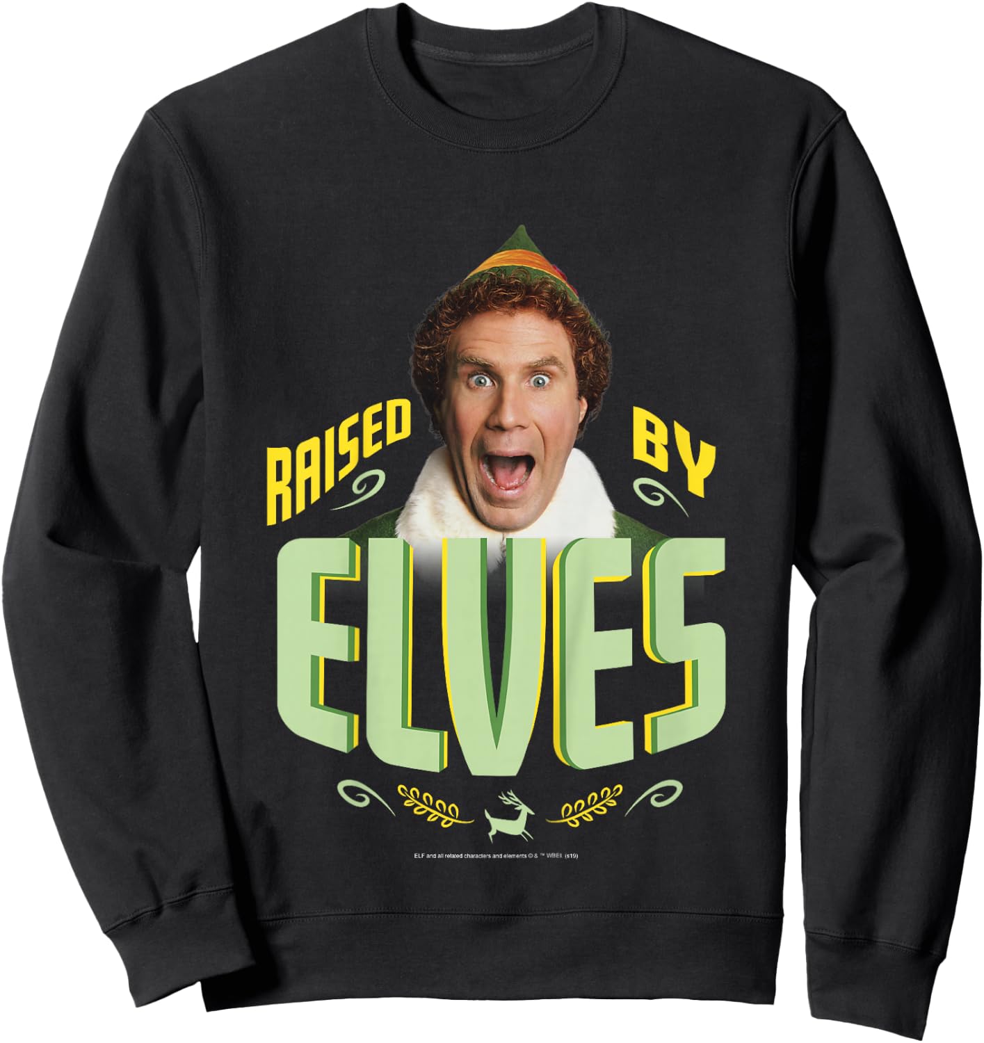 Kids Elf Buddy Raised By Elves Screaming Portrait Sweatshirt - Sweatshirt | Black