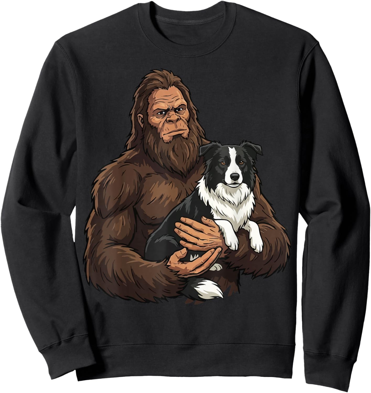 Bigfoot Holding Border Collie Sweatshirt - Sweatshirt | Black