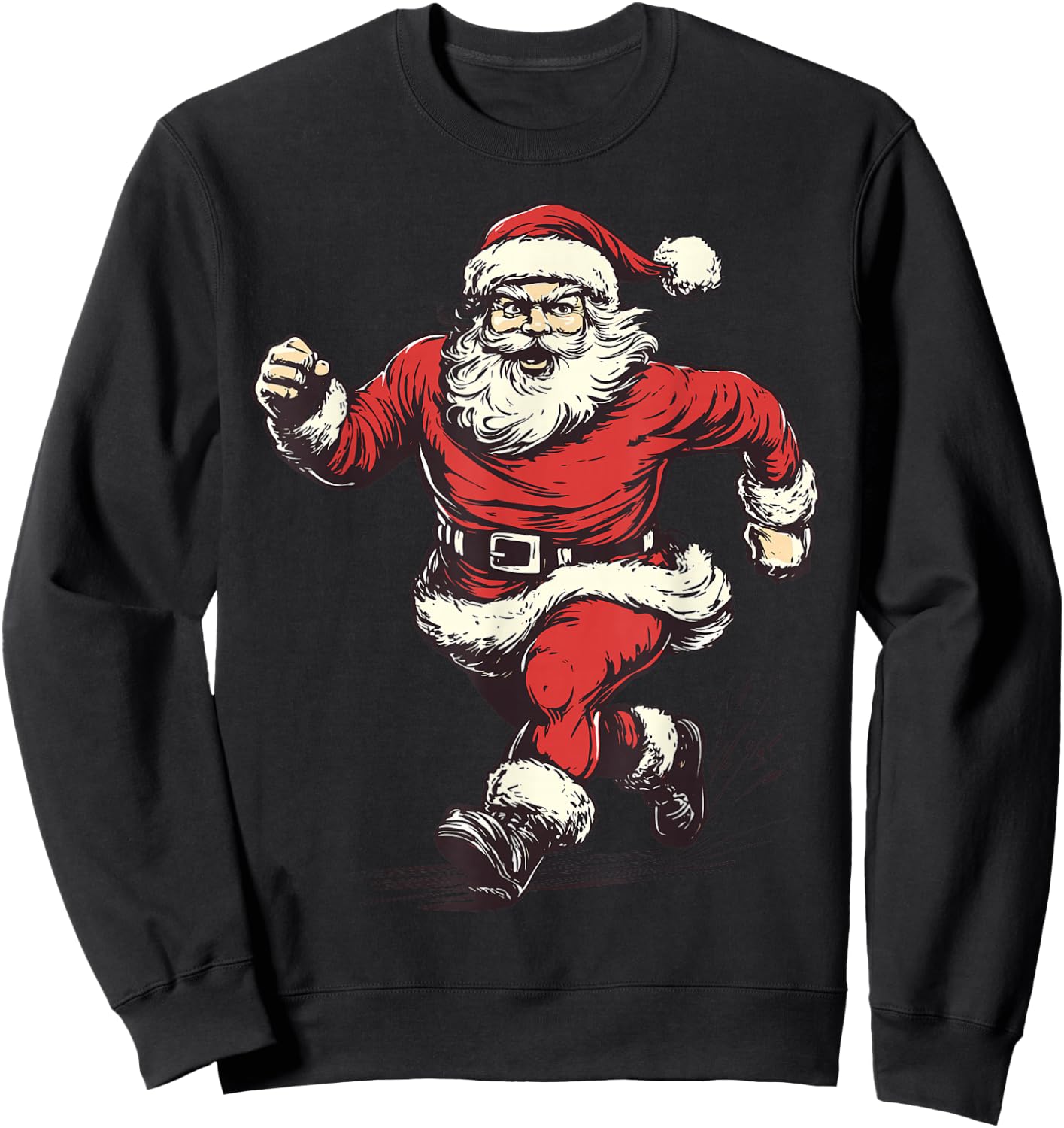 Santa Running Funny Cross Country Runner Christmas Pajama Sweatshirt - Sweatshirt | Black