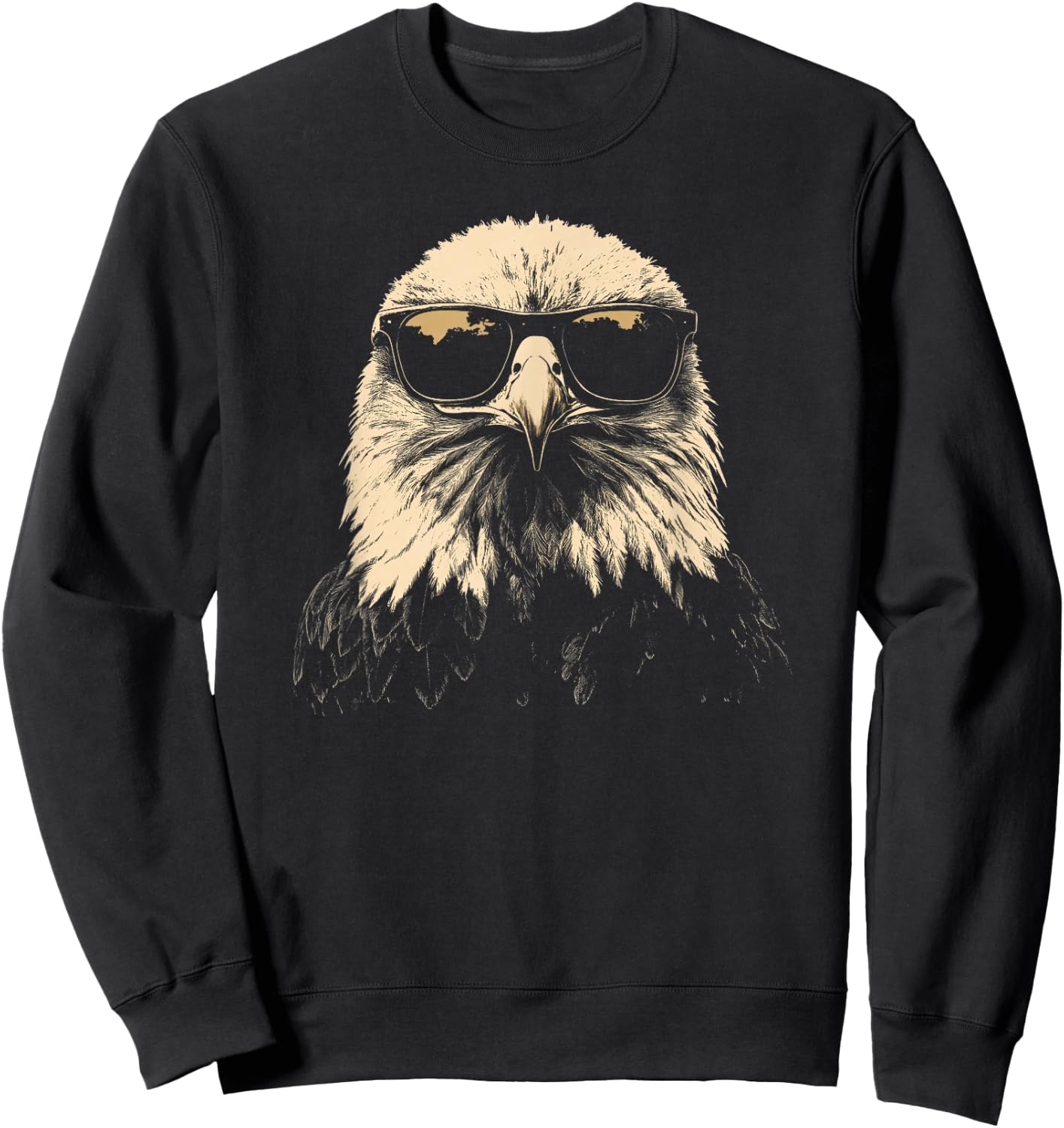 American Bald Eagle Sunglasses Wildlife Patriotic Graphic Sweatshirt - Sweatshirt | Black