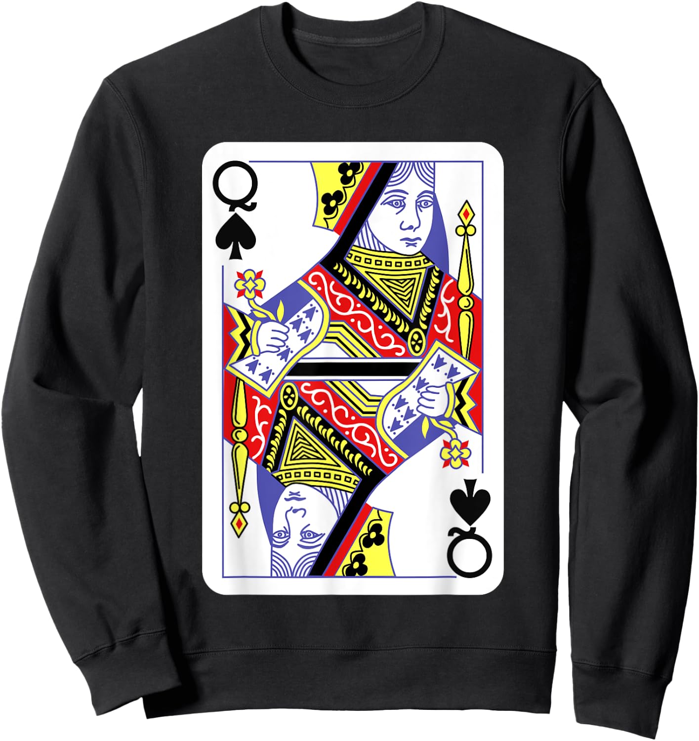 Queen of Spades Playing Cards Halloween Costume Casino Easy Sweatshirt - Sweatshirt | Black