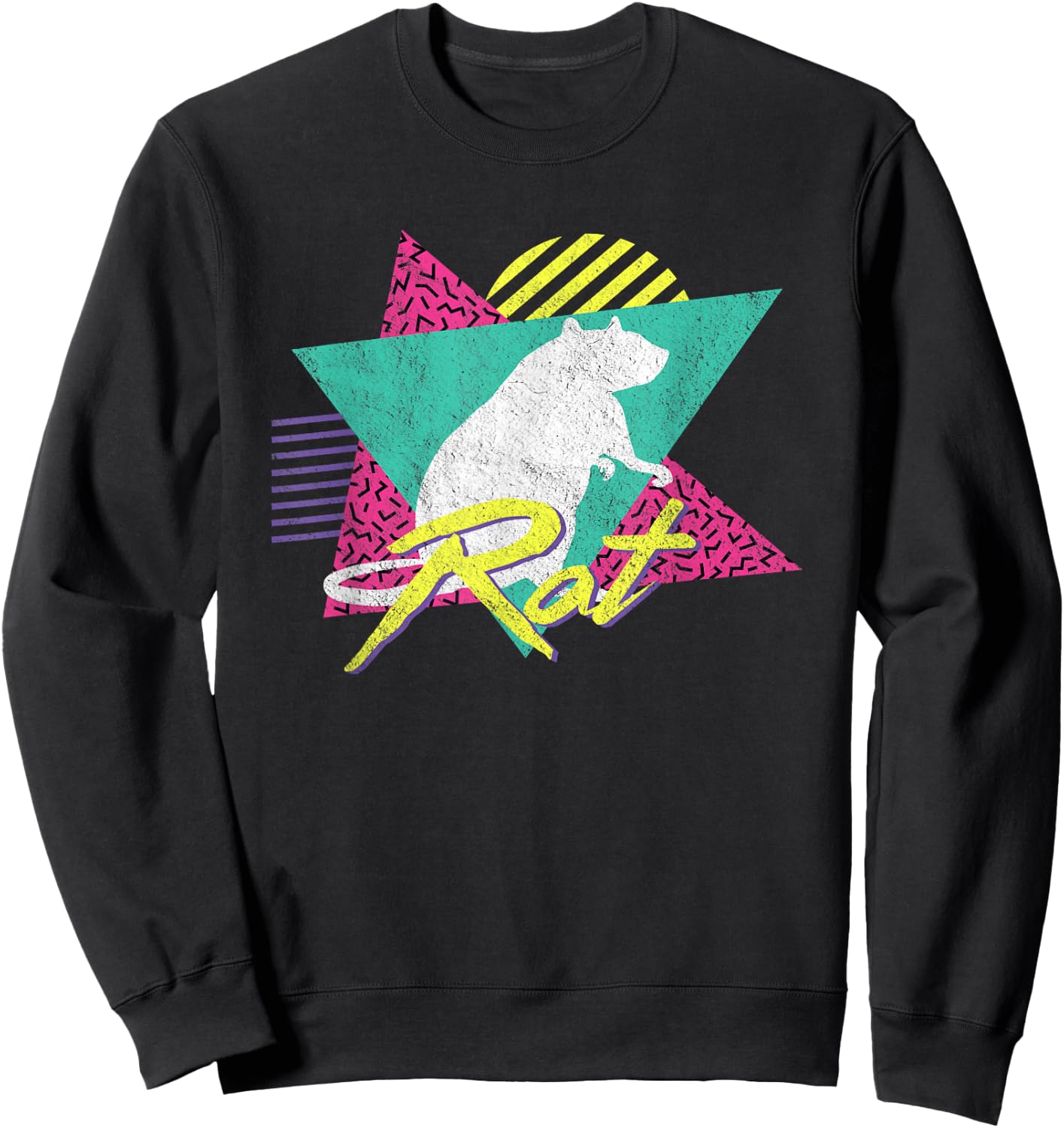 Vintage Retro 80s Or 90s Cool Rat Sweatshirt - Sweatshirt | Black